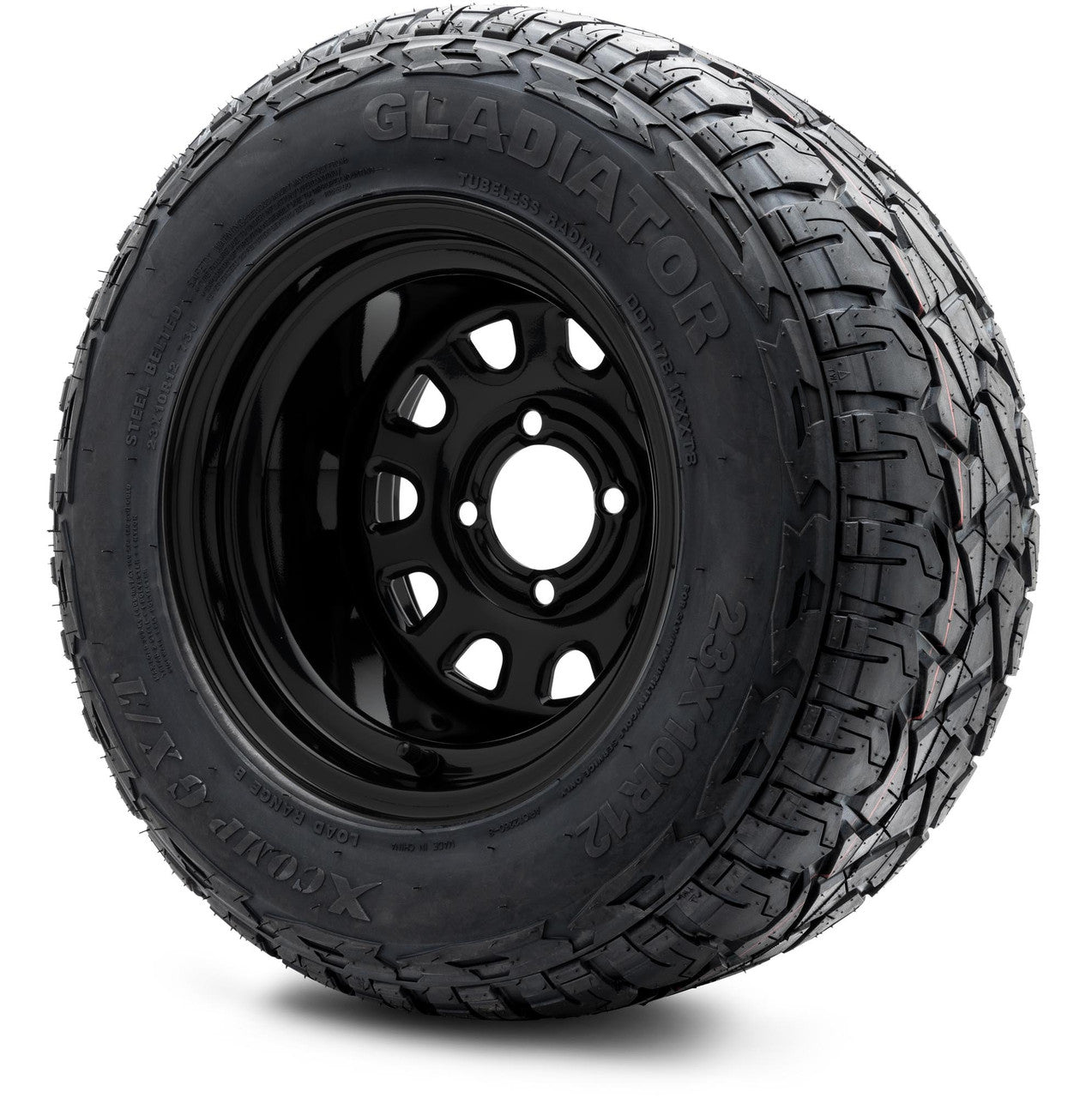 MODZ® 12" Steel D-Window Glossy Black - Lifted Tires and Wheels Combo