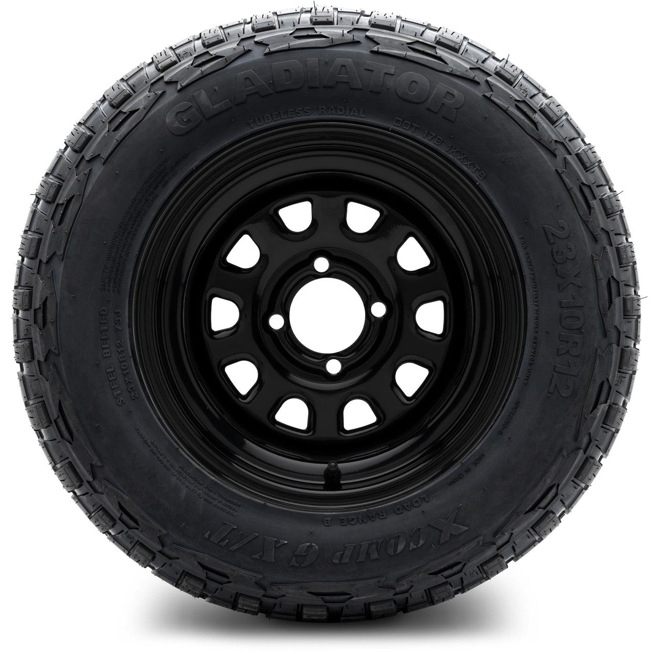 MODZ® 12" Steel D-Window Glossy Black - Lifted Tires and Wheels Combo