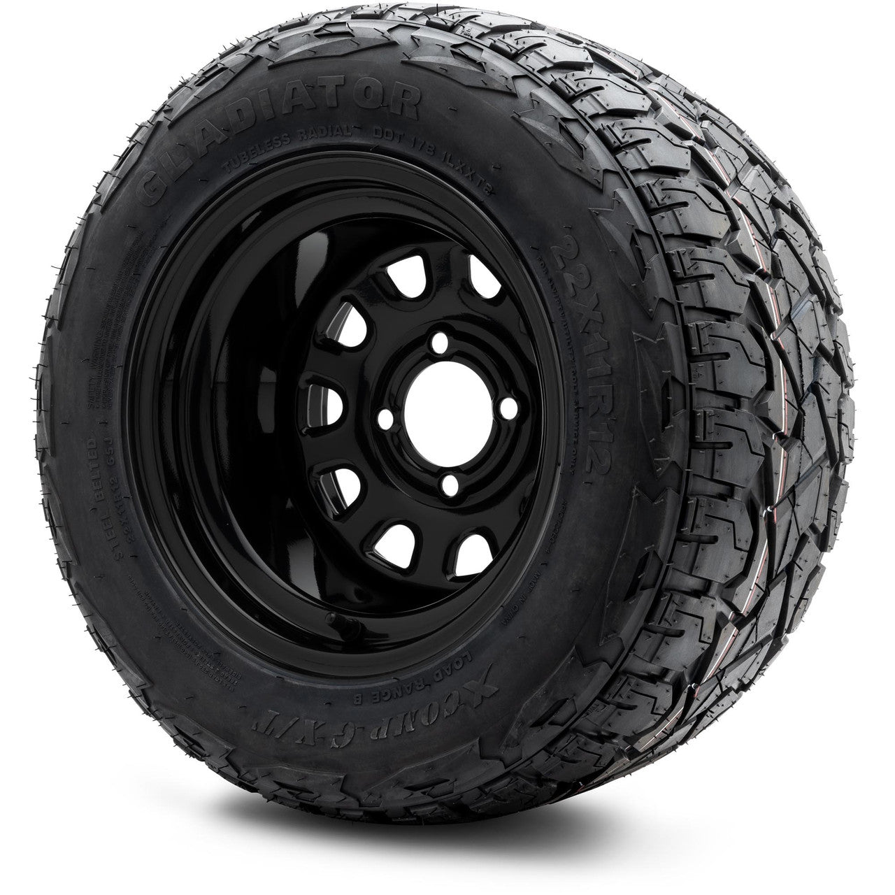 MODZ® 12" Steel D-Window Glossy Black - Lifted Tires and Wheels Combo