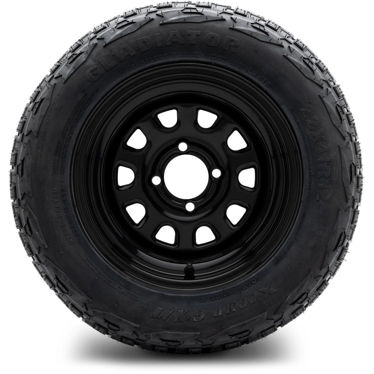 MODZ® 12" Steel D-Window Glossy Black - Lifted Tires and Wheels Combo