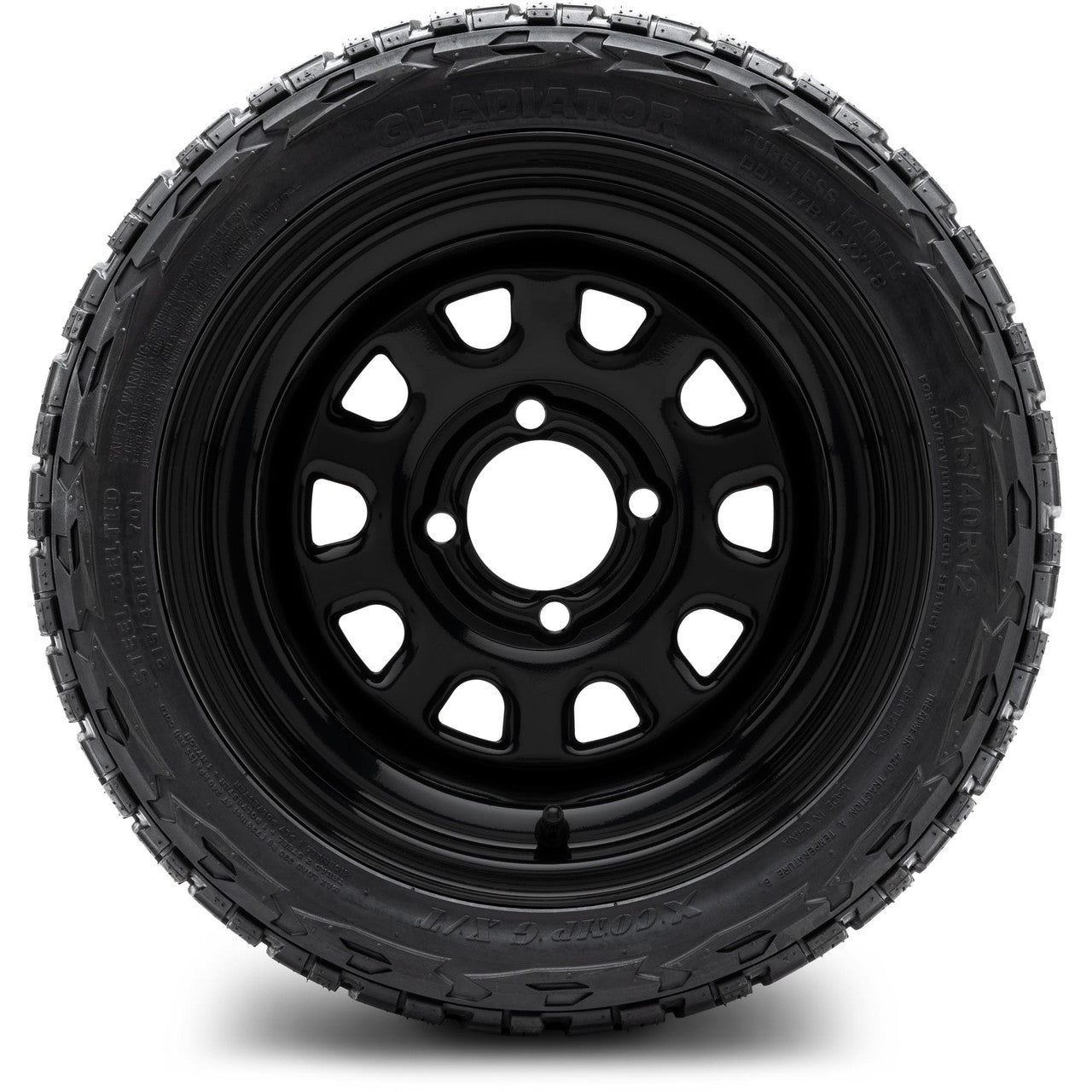 MODZ® 12" Steel D-Window Glossy Black - LowPro Tires and Wheels Combo