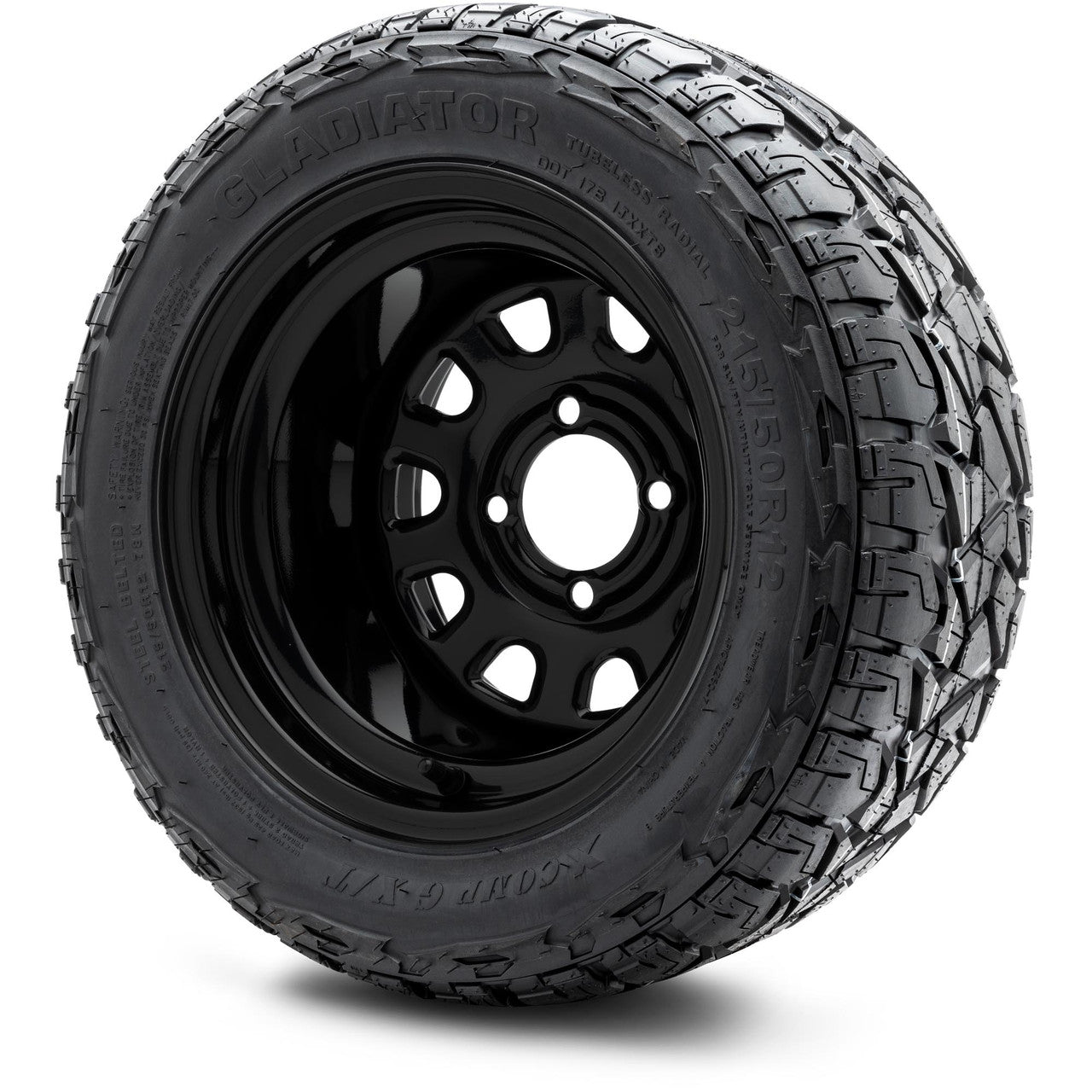 MODZ® 12" Steel D-Window Glossy Black - Lifted Tires and Wheels Combo
