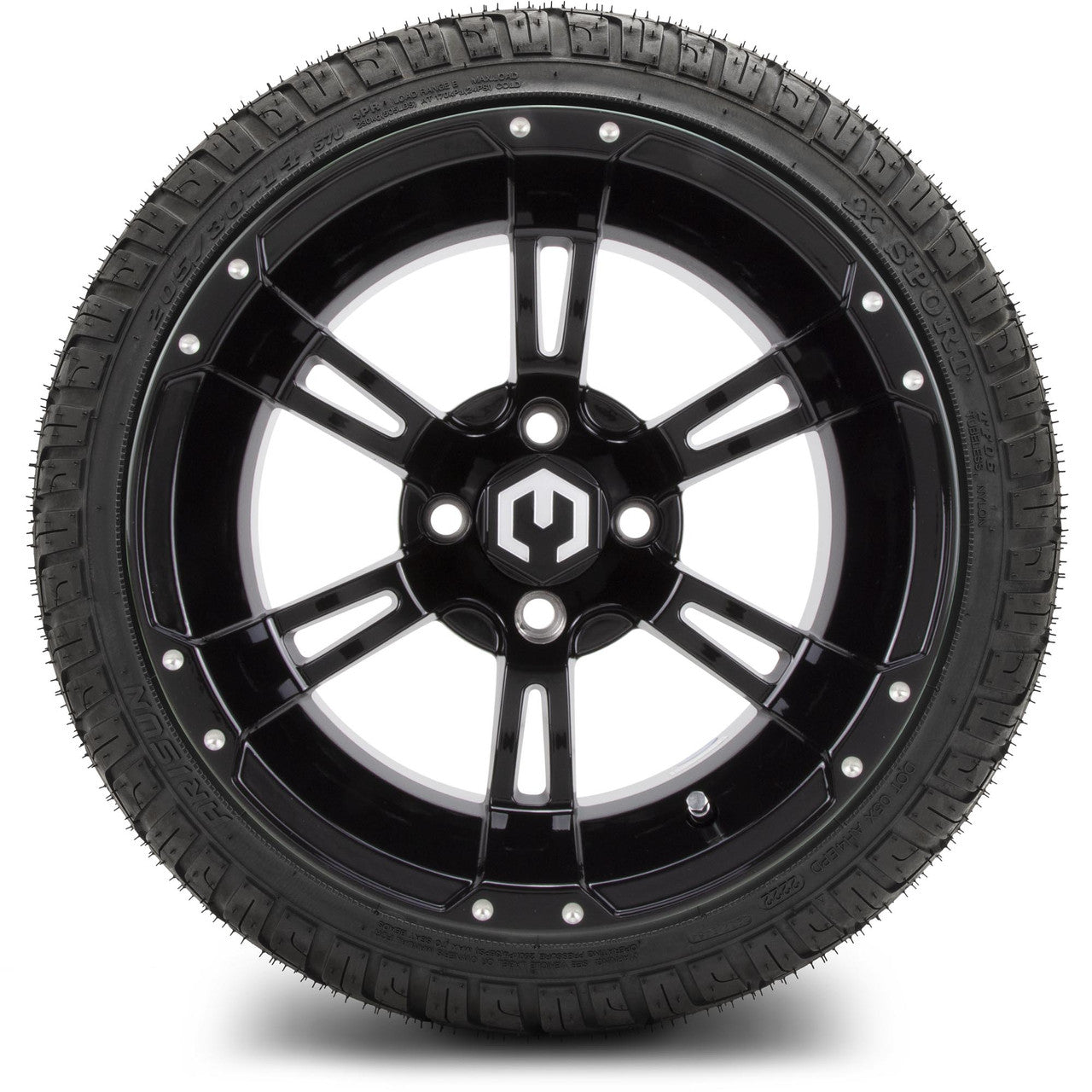 MODZ® 14" Ambush Glossy Black - Low Profile Tires and Wheels Combo