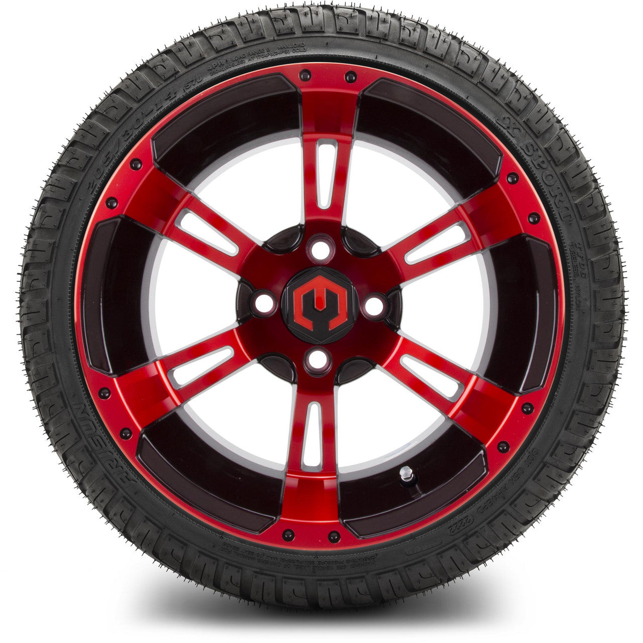 MODZ® 14" Ambush Red and Black - Low Profile Tires and Wheels Combo