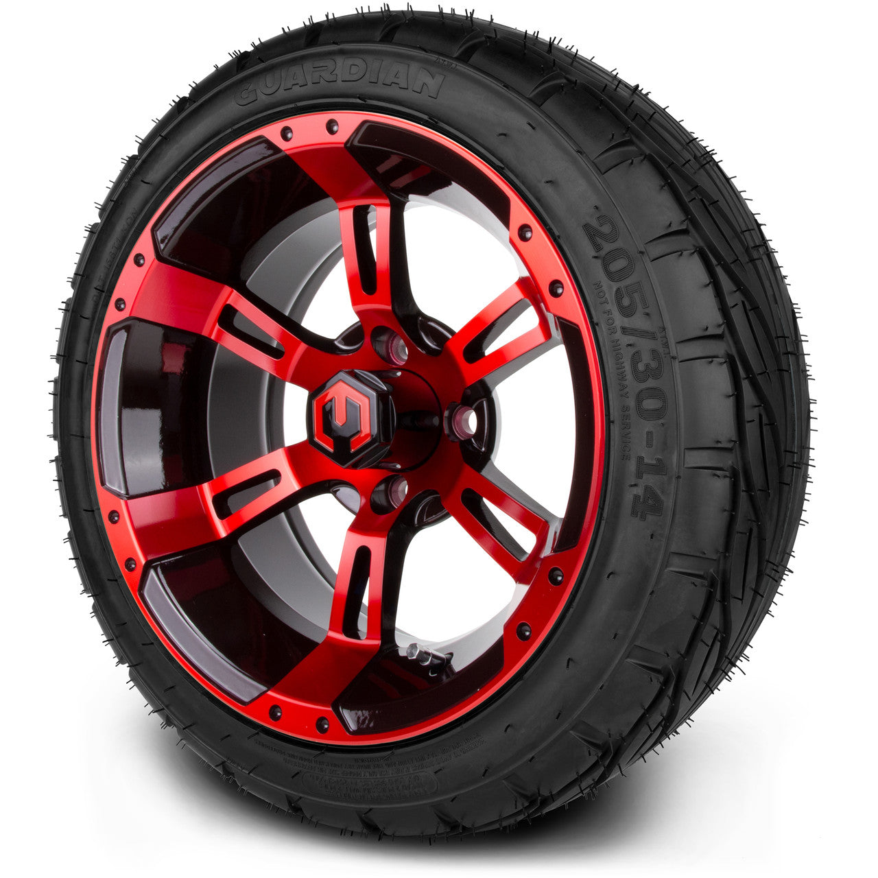 MODZ® 14" Ambush Red and Black - Low Profile Tires and Wheels Combo