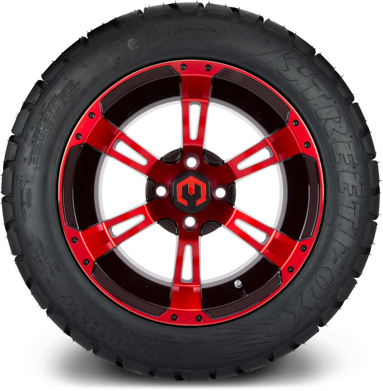 MODZ® 14" Ambush Red and Black - Lifted Tires and Wheels Combo