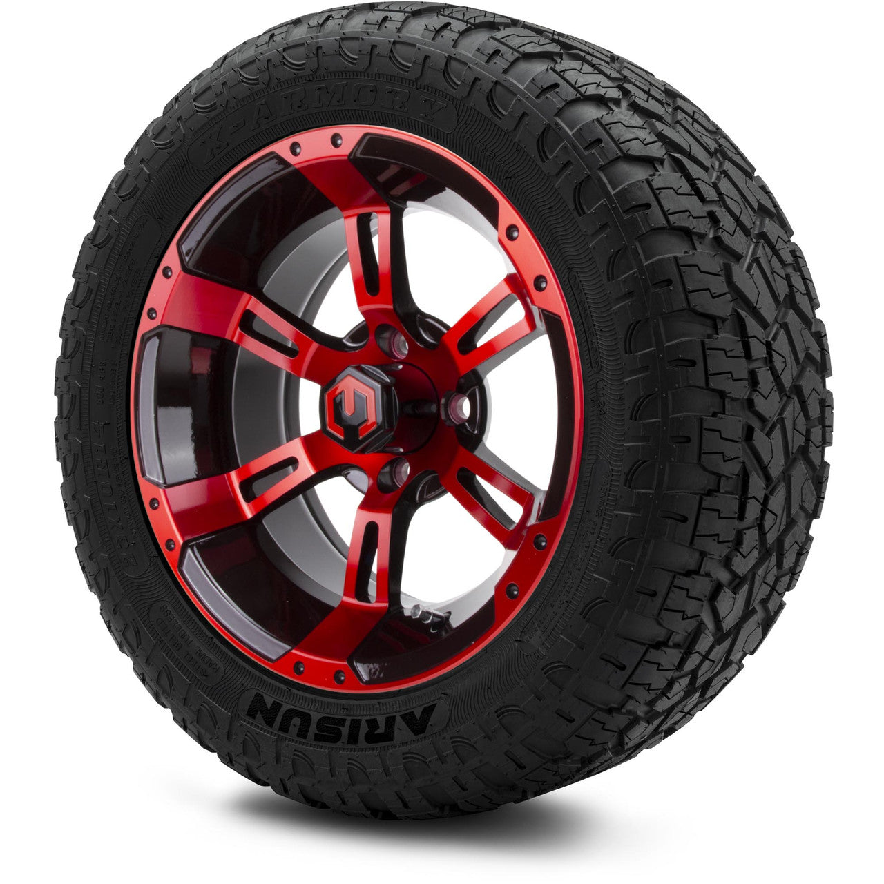 MODZ® 14" Ambush Red and Black - Lifted Tires and Wheels Combo