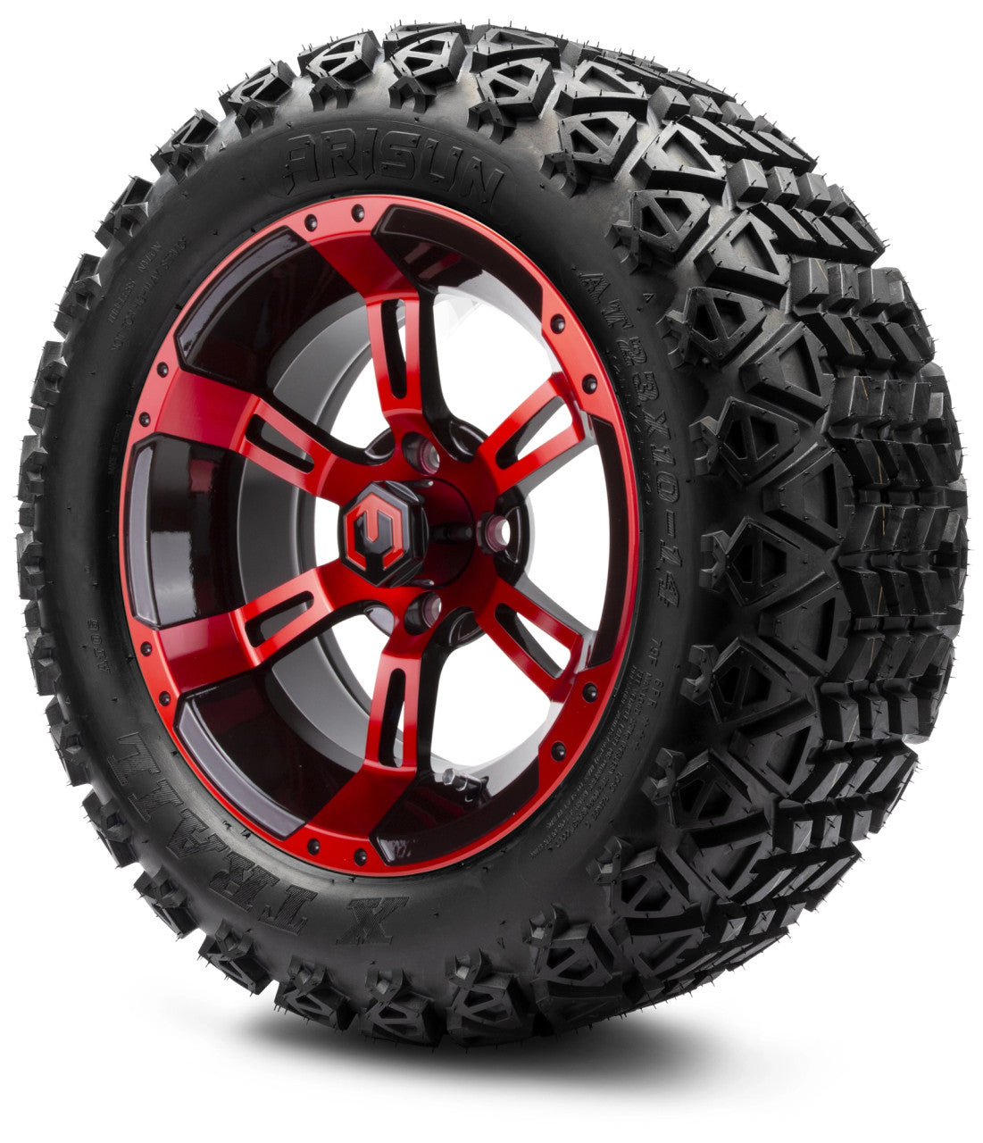 MODZ® 14" Ambush Red and Black - Lifted Tires and Wheels Combo