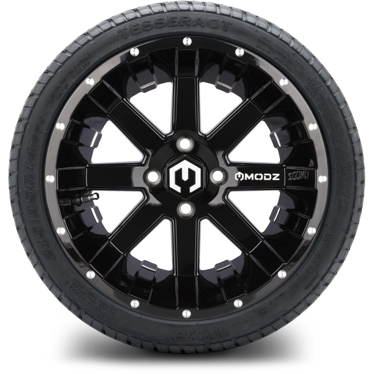 MODZ® 14" Assault Glossy Black Ball Mill - LowPro Street Tire and Wheels Combo