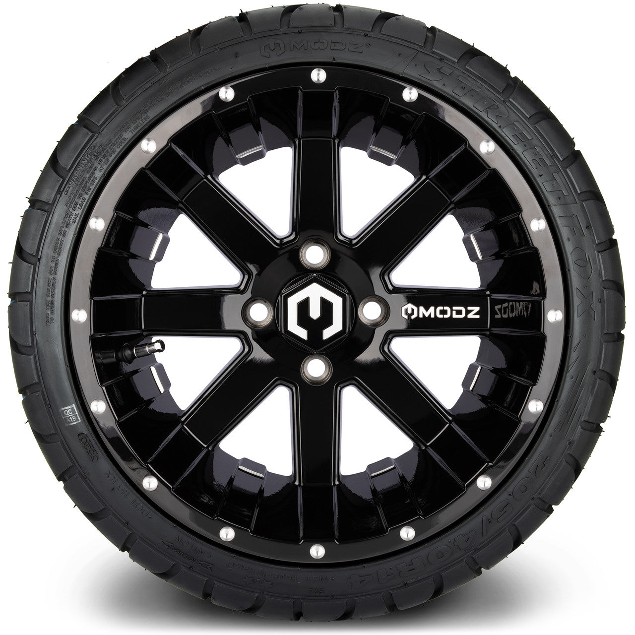 MODZ® 14" Assault Glossy Black Ball Mill - LowPro Street Tire and Wheels Combo