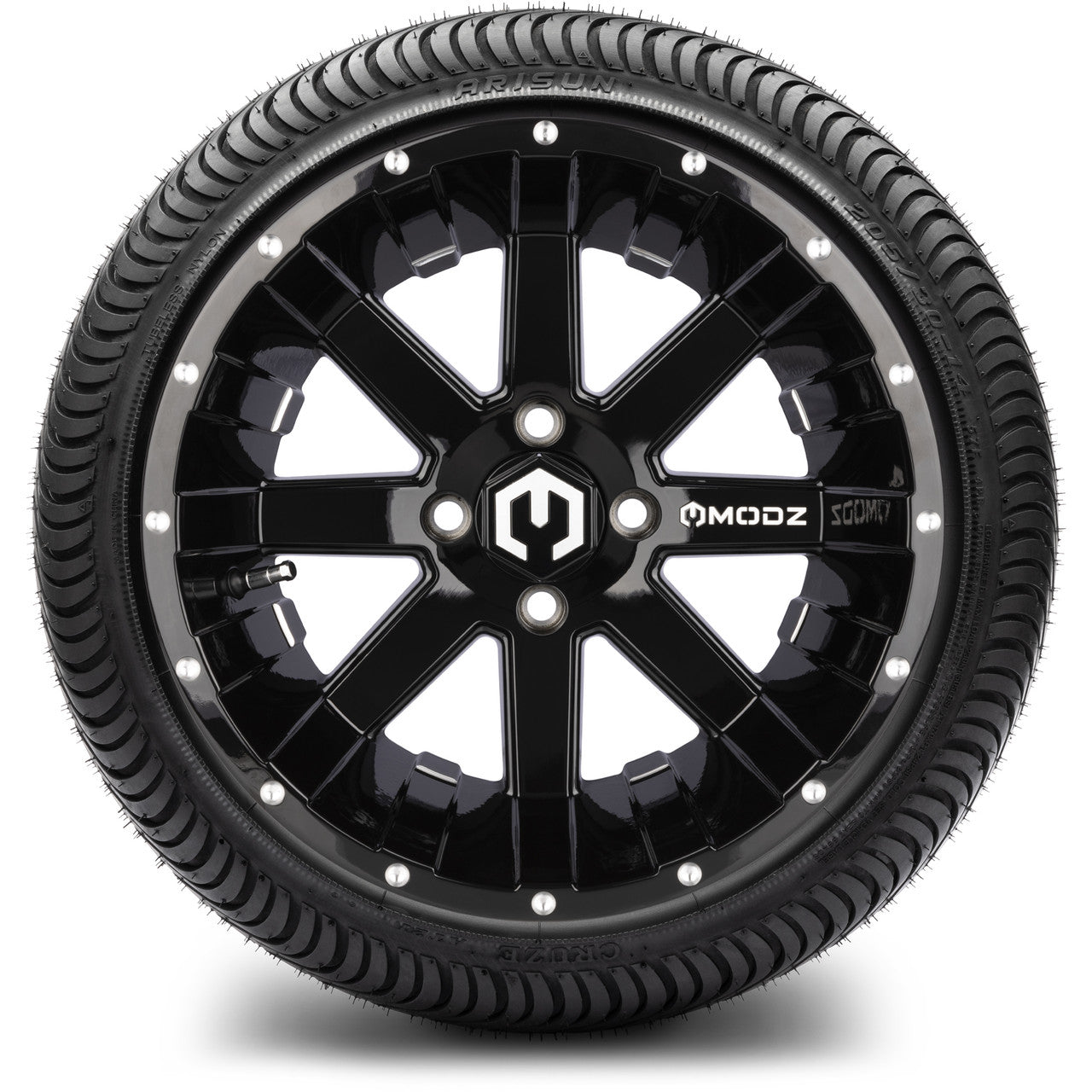 MODZ® 14" Assault Glossy Black Ball Mill - LowPro Street Tire and Wheels Combo