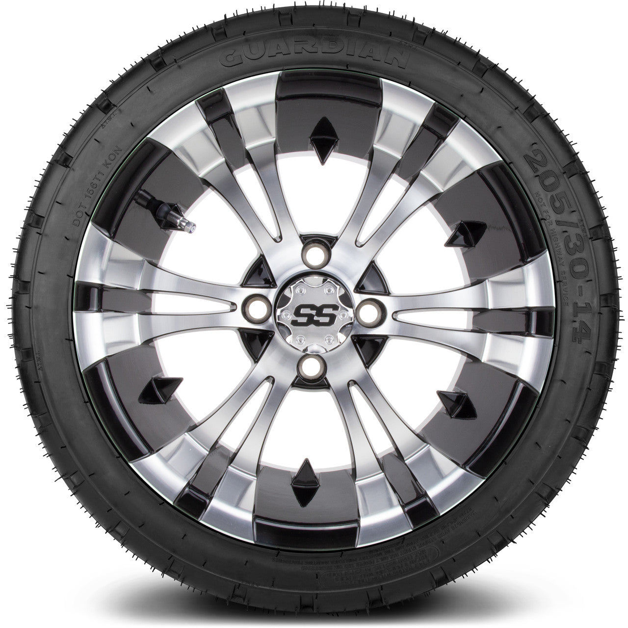 MODZ® 14" Vampire Machined Black Low Profile Tire and Wheel Combo