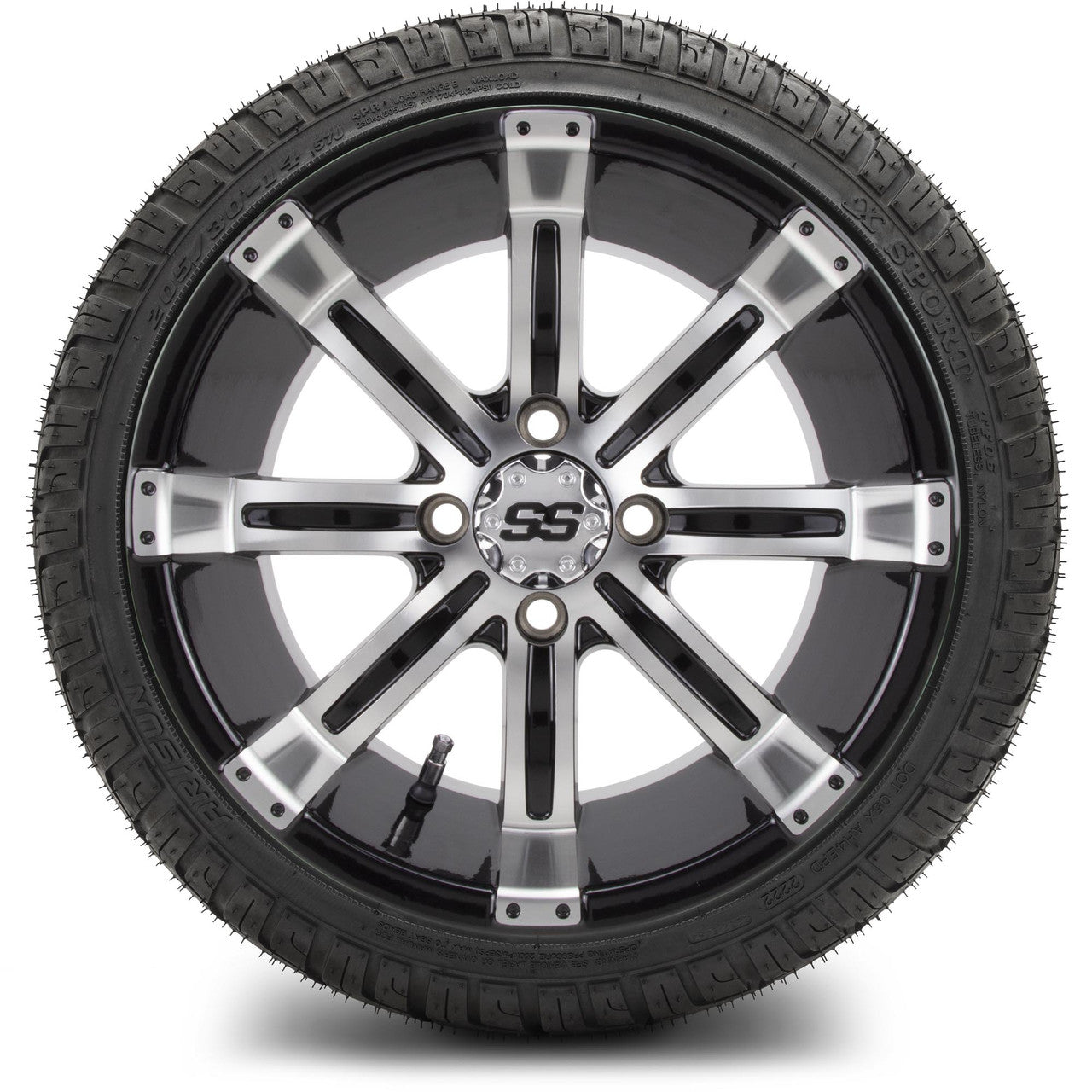 MODZ® 14" Tempest Machined Black Low Profile Tire and Wheel Combo
