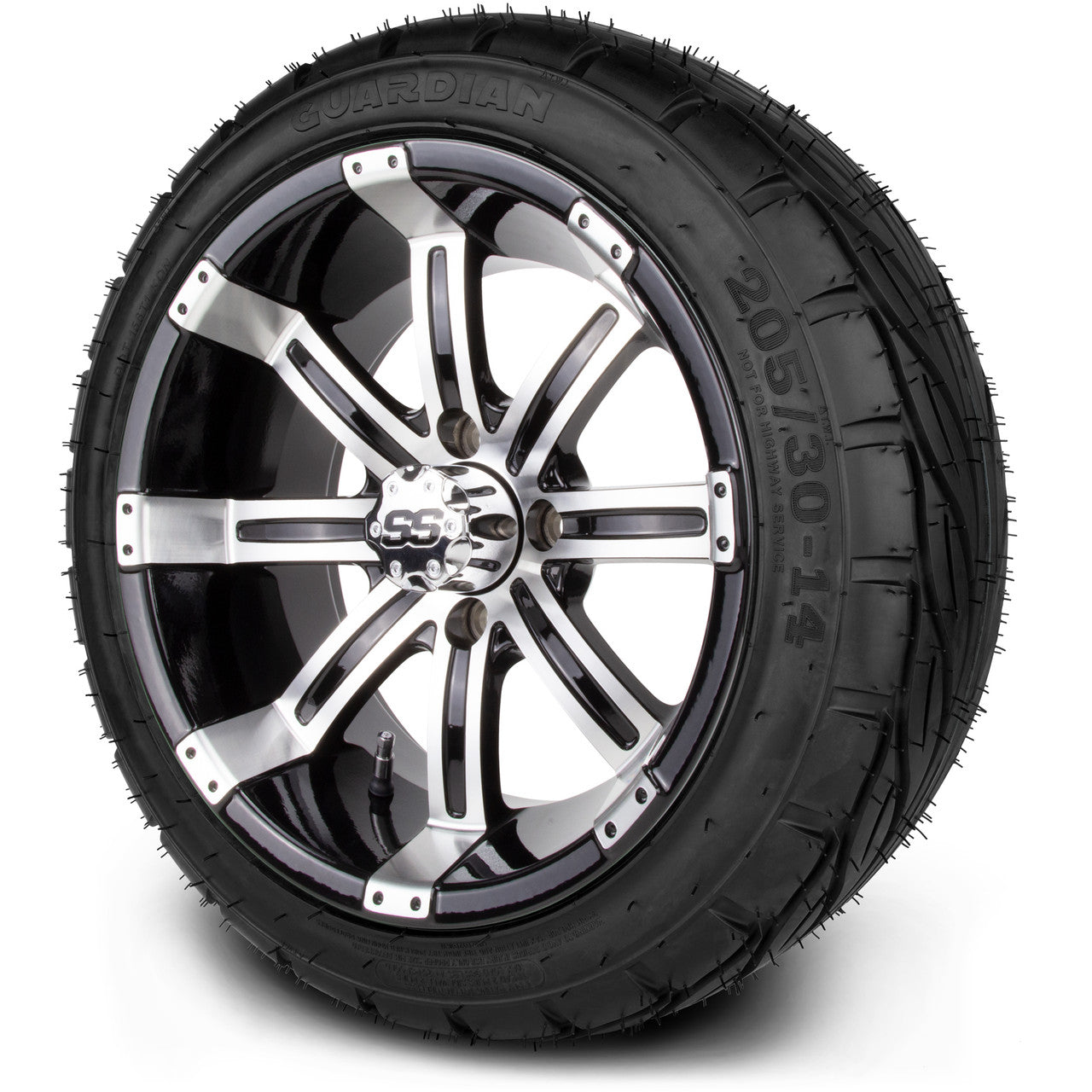 MODZ® 14" Tempest Machined Black Low Profile Tire and Wheel Combo