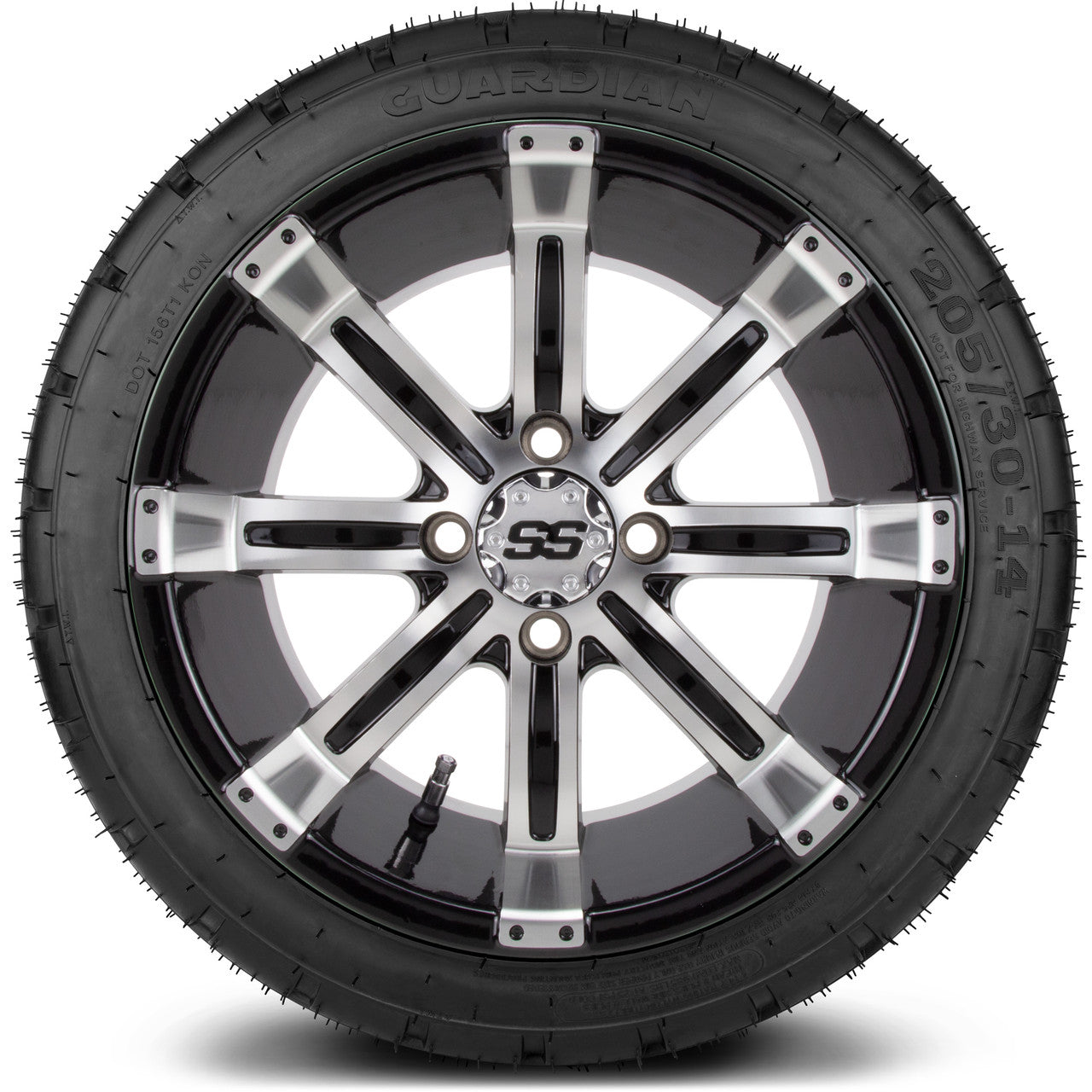 MODZ® 14" Tempest Machined Black Low Profile Tire and Wheel Combo