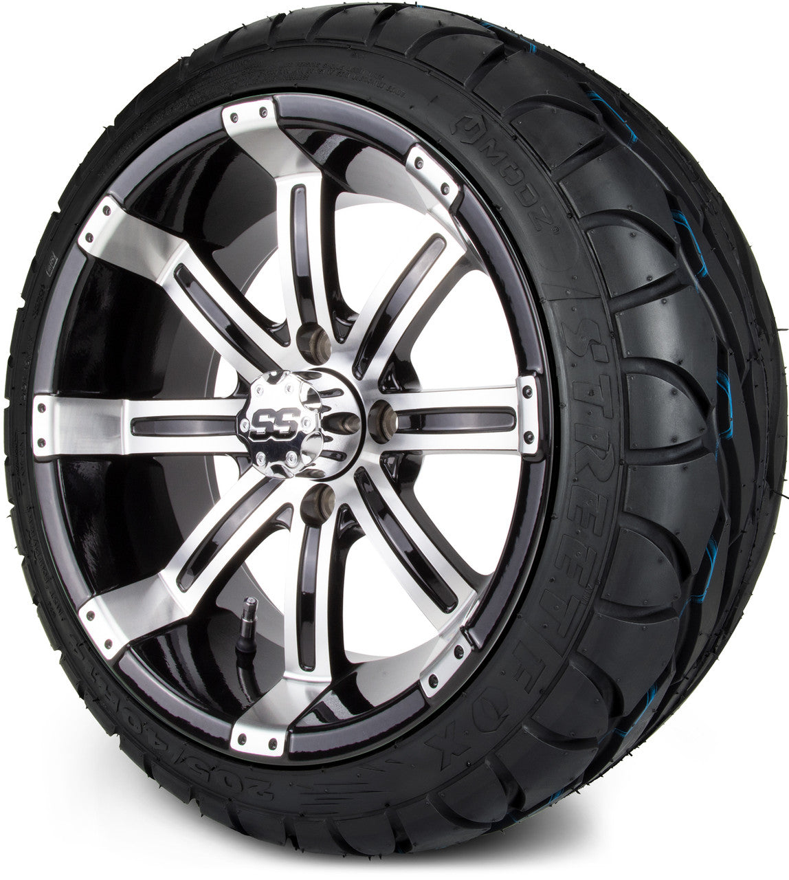 MODZ® 14" Tempest Machined Black Low Profile Tire and Wheel Combo