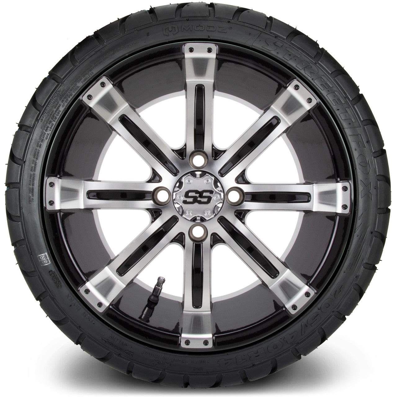 MODZ® 14" Tempest Machined Black Low Profile Tire and Wheel Combo