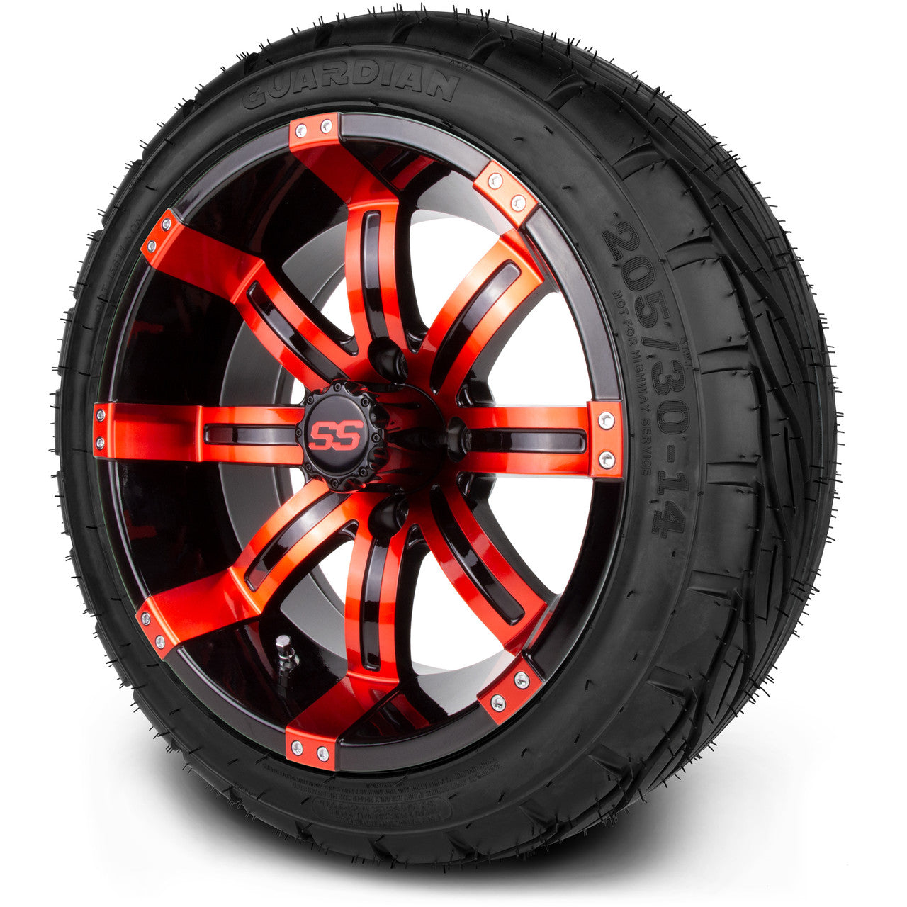 MODZ® 14" Tempest Red and Black - LowPro Tires and Wheels Combo