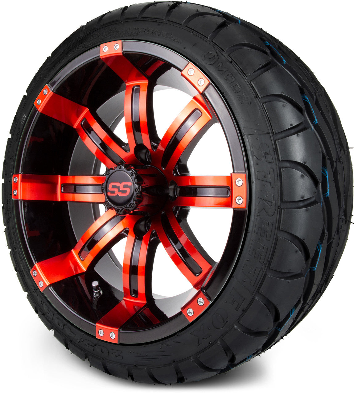 MODZ® 14" Tempest Red and Black - LowPro Tires and Wheels Combo