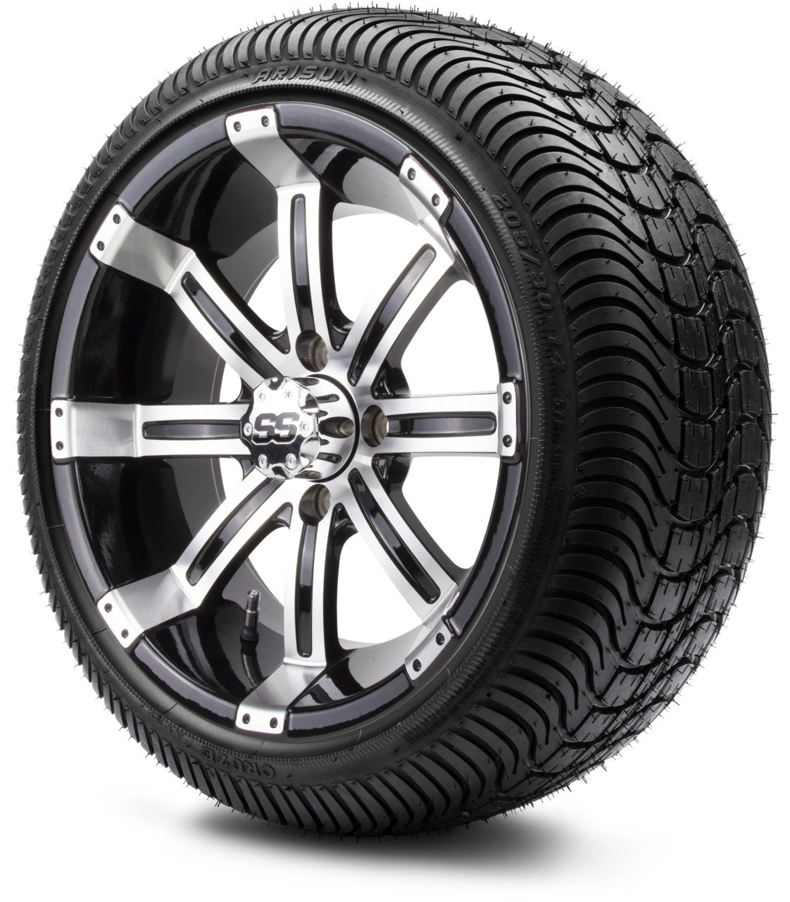MODZ® 14" Tempest Machined Black Low Profile Tire and Wheel Combo