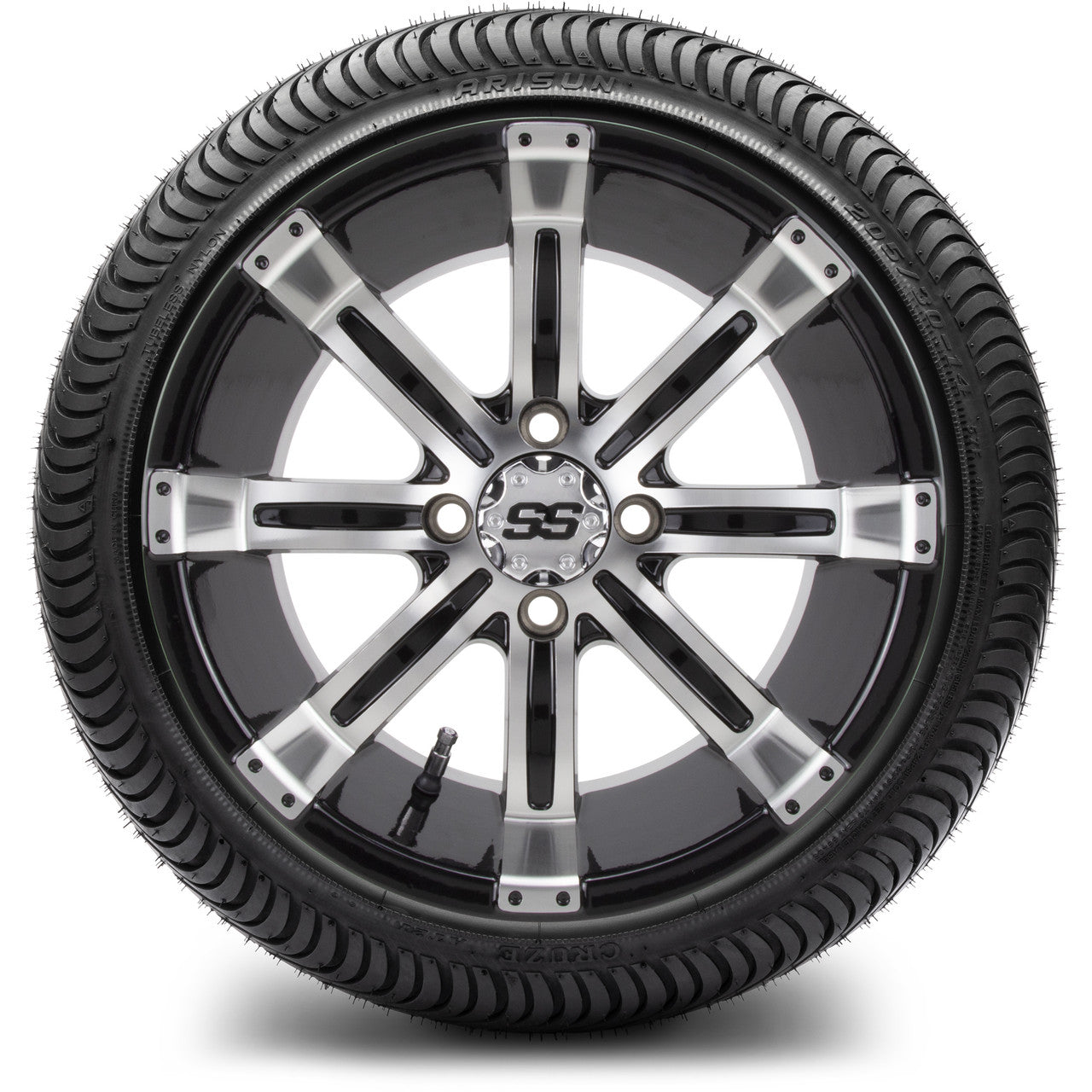 MODZ® 14" Tempest Machined Black Low Profile Tire and Wheel Combo
