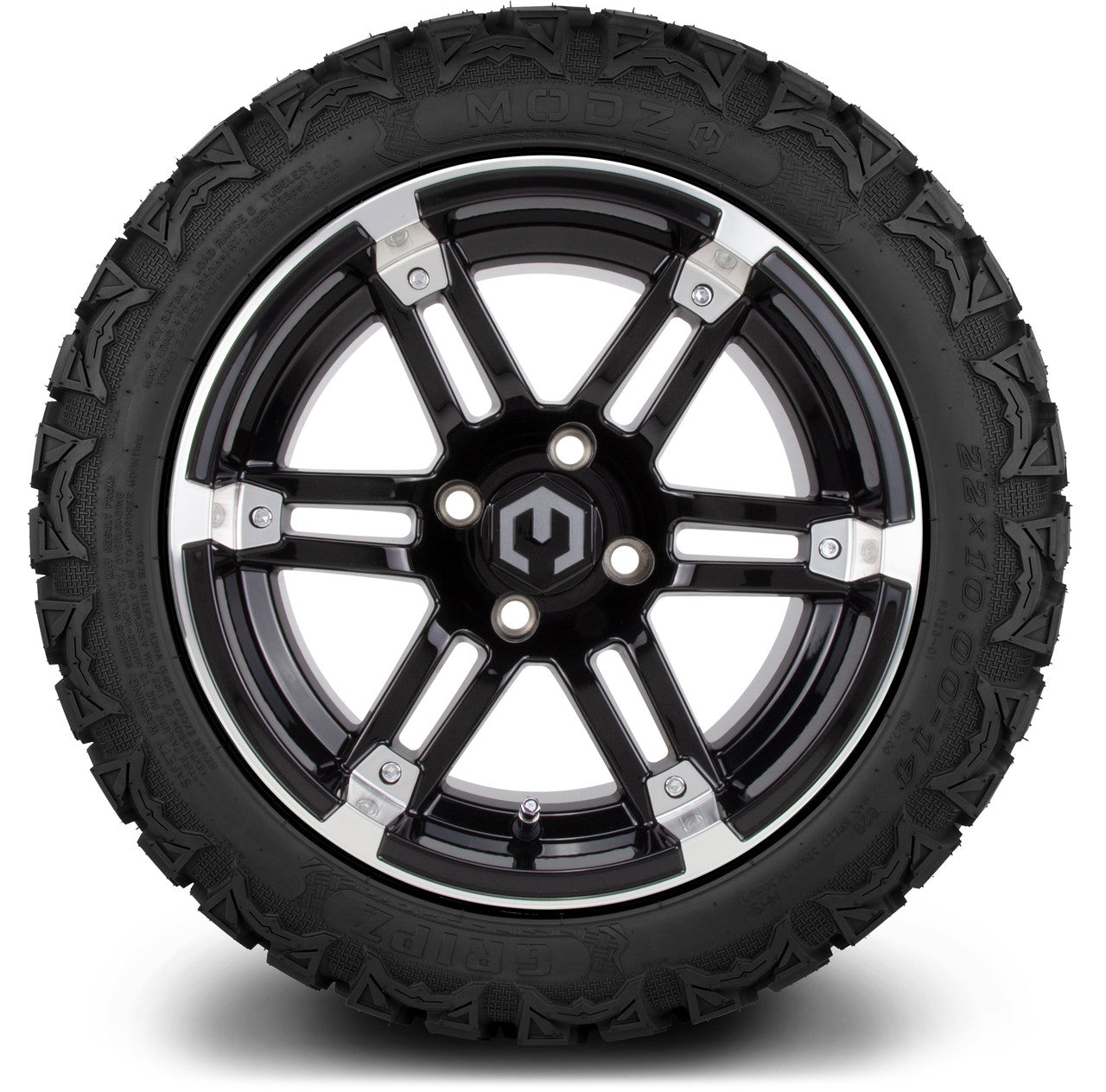 MODZ® 14" Aftershock Machined Black - Lifted Tires and Wheels Combo