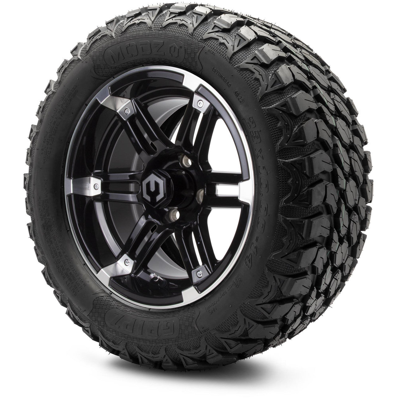 MODZ® 14" Aftershock Machined Black - Lifted Tires and Wheels Combo