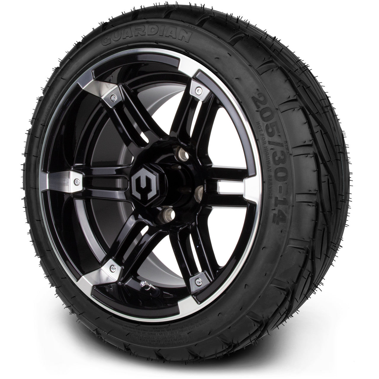 MODZ® 14" Aftershock Machined Black - Low Profile Tires and Wheels Combo