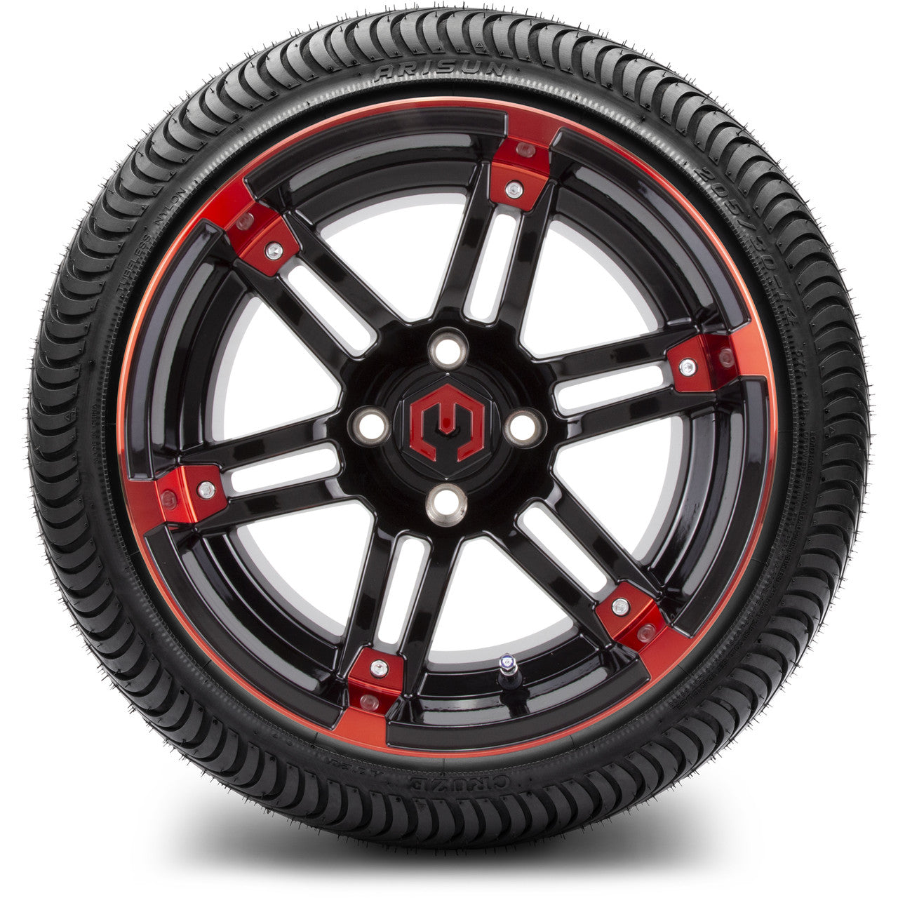MODZ® 14" Aftershock Red and Black - Low Profile Tires and Wheels Combo