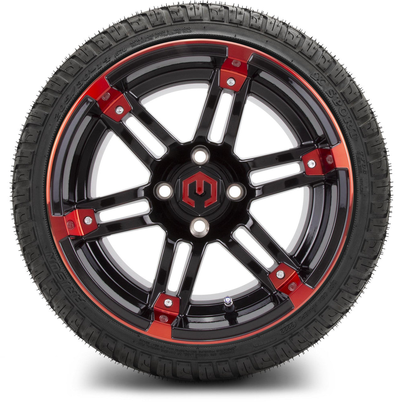 MODZ® 14" Aftershock Red and Black - Low Profile Tires and Wheels Combo