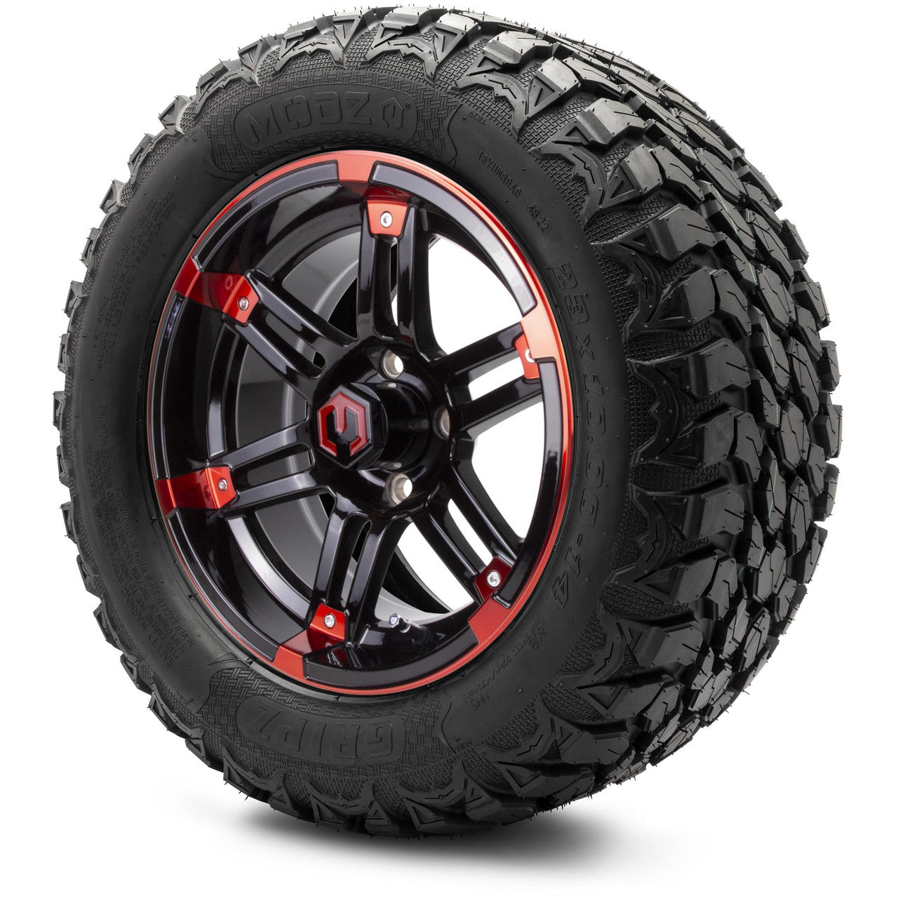 MODZ® 14" Aftershock Red and Black - Lifted Tires and Wheels Combo
