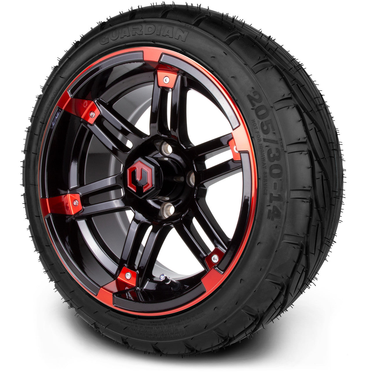 MODZ® 14" Aftershock Red and Black - Low Profile Tires and Wheels Combo