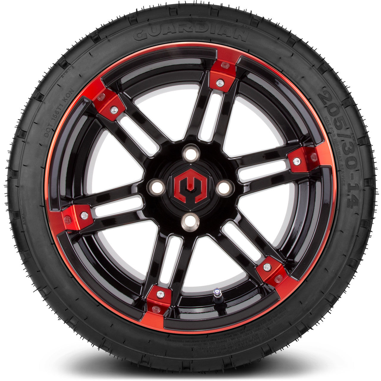 MODZ® 14" Aftershock Red and Black - Low Profile Tires and Wheels Combo