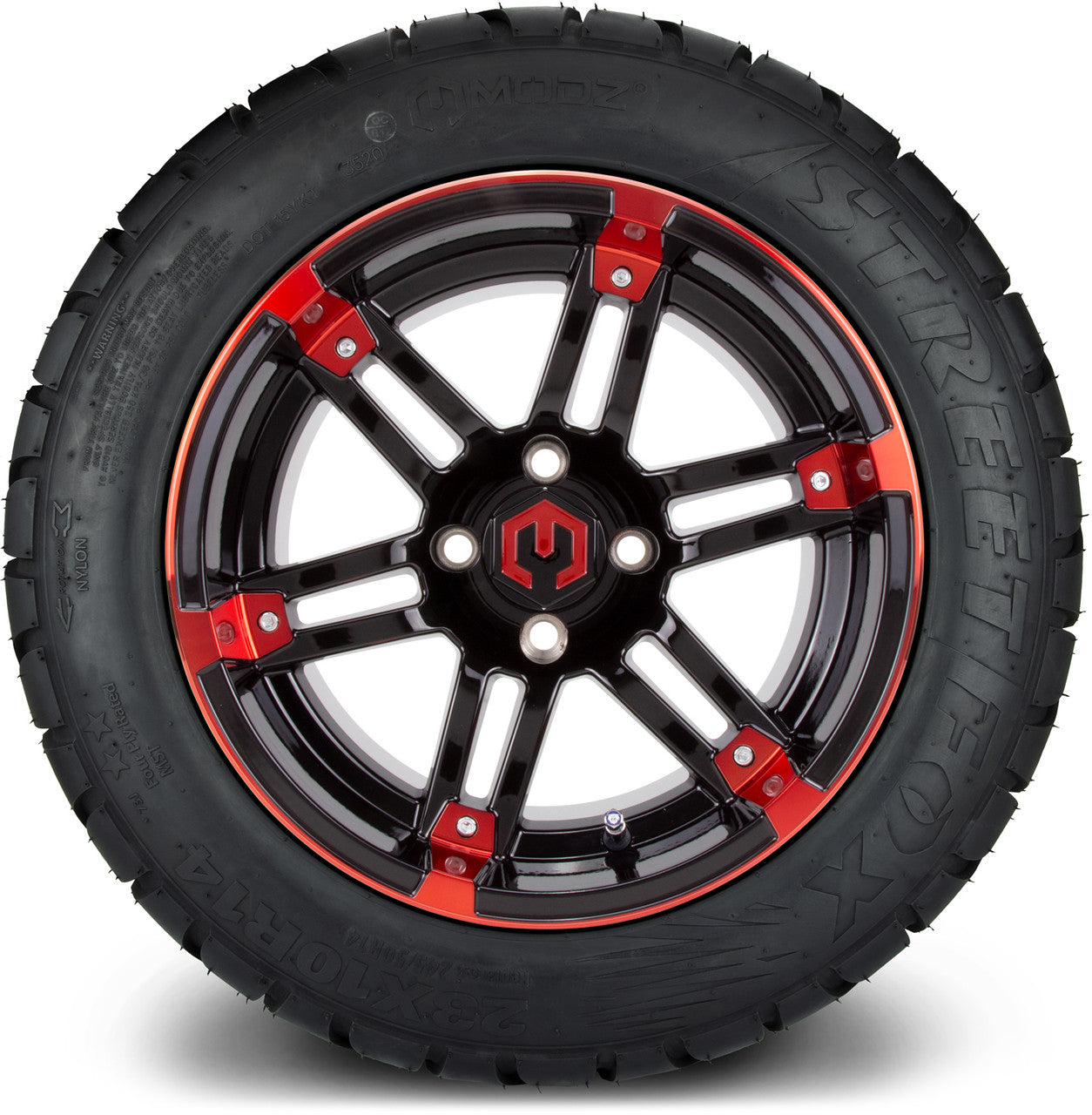 MODZ® 14" Aftershock Red and Black - Lifted Tires and Wheels Combo