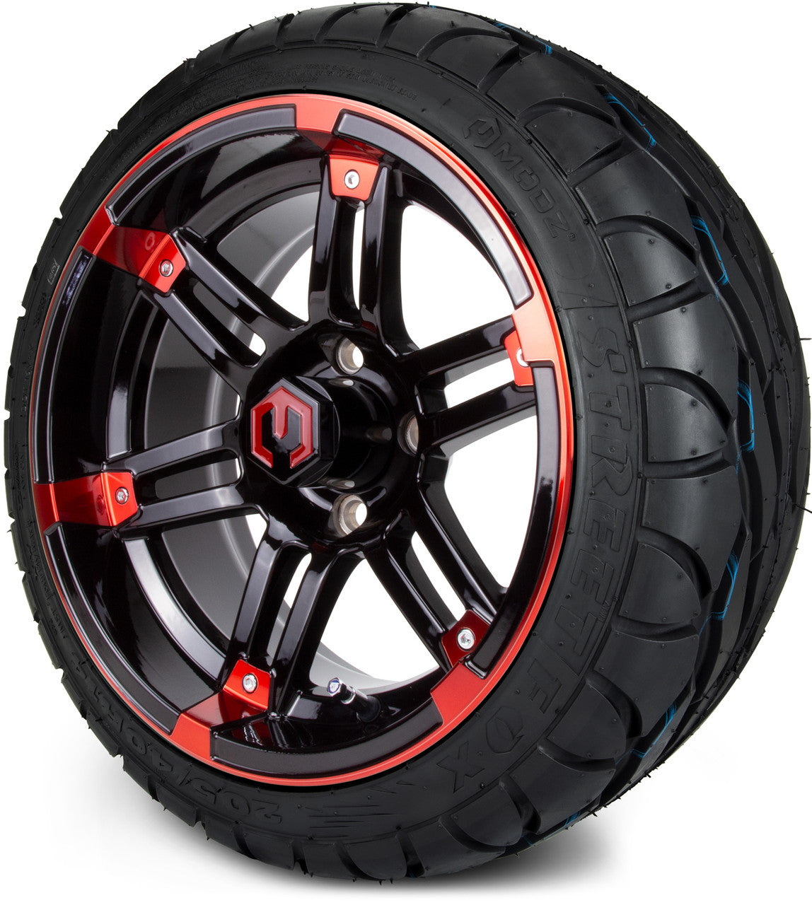 MODZ® 14" Aftershock Red and Black - Low Profile Tires and Wheels Combo