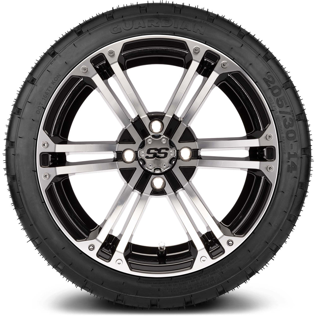 MODZ® 14" Enforcer Machined Black - Low Profile Tires and Wheels Combo