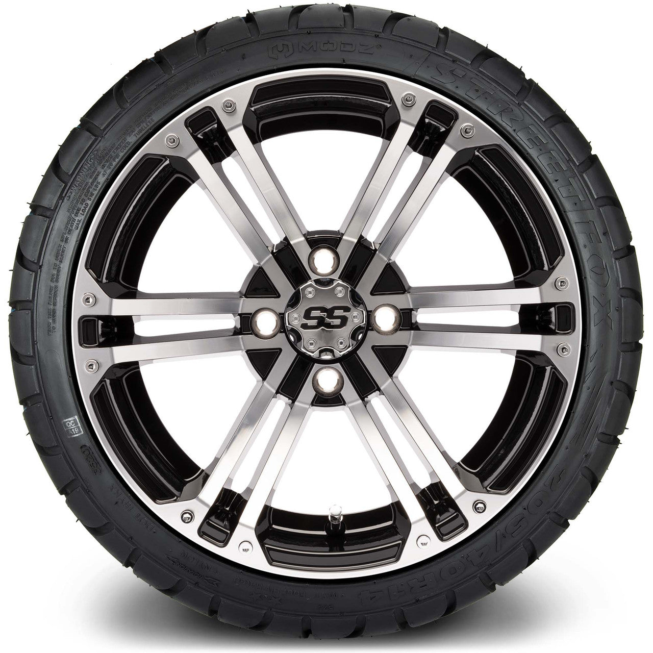 MODZ® 14" Enforcer Machined Black - Low Profile Tires and Wheels Combo