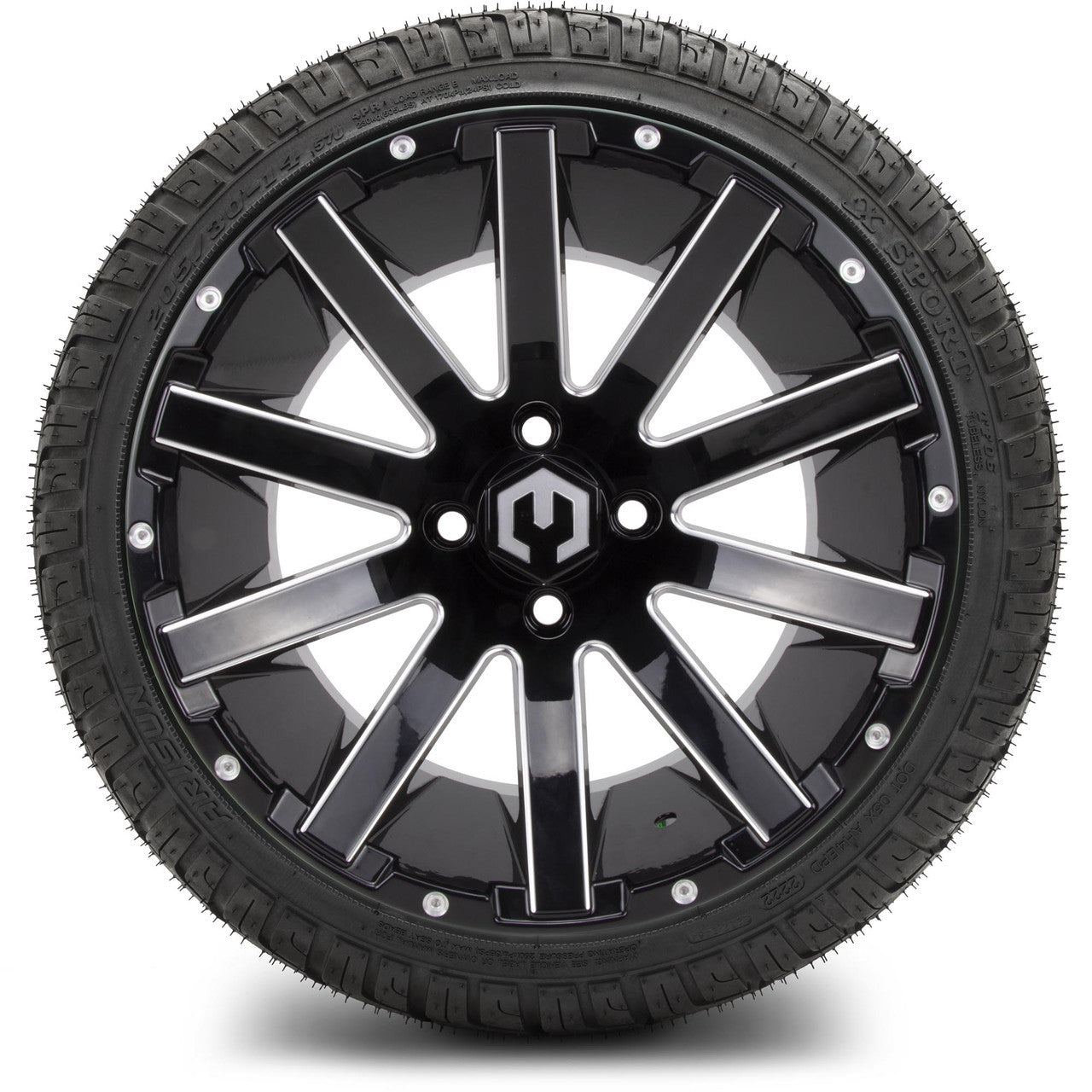 MODZ® 14" Mauler Glossy Black Ball Mill - LowPro Street Tire and Wheels Combo