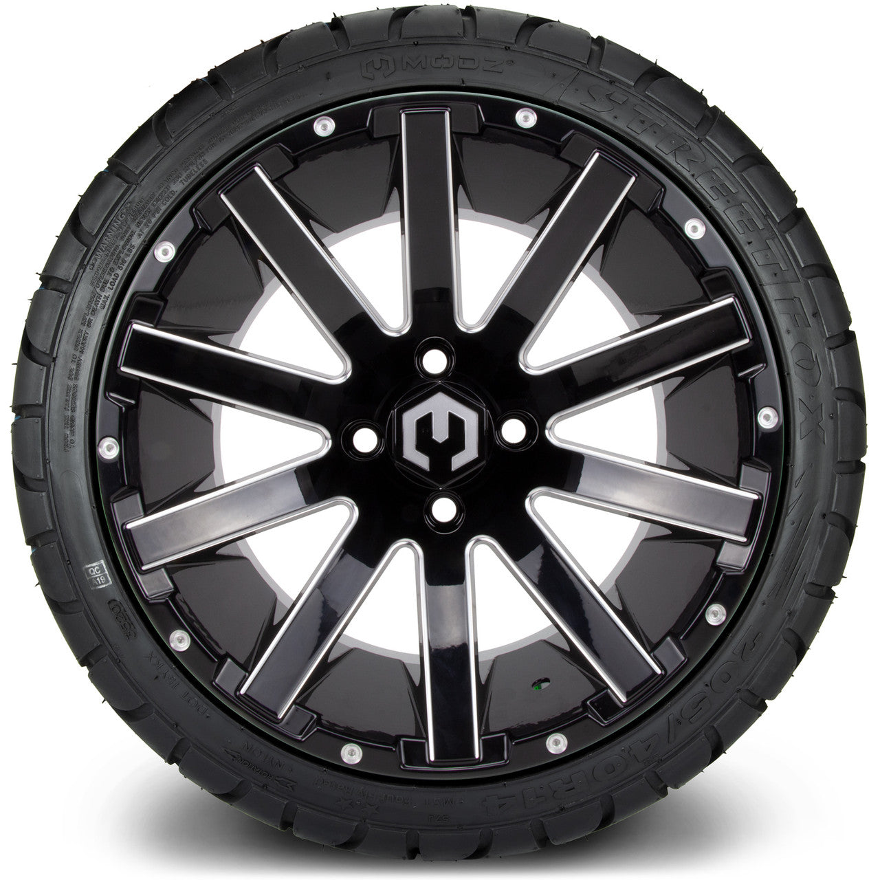 MODZ® 14" Mauler Glossy Black Ball Mill - LowPro Street Tire and Wheels Combo