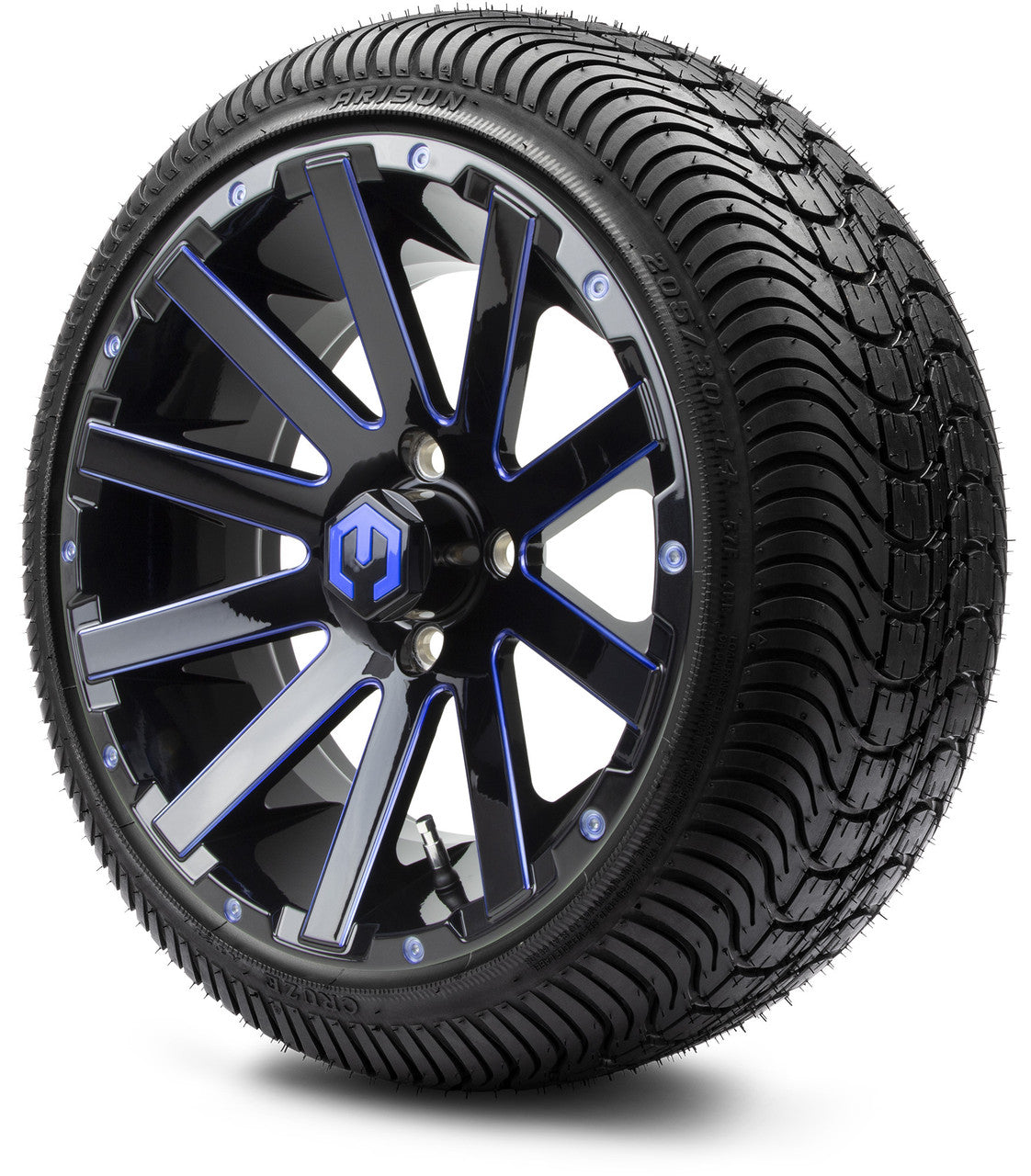 MODZ® 14" Mauler Black Ball Mill with Blue - LowPro Street Tire and Wheels Combo