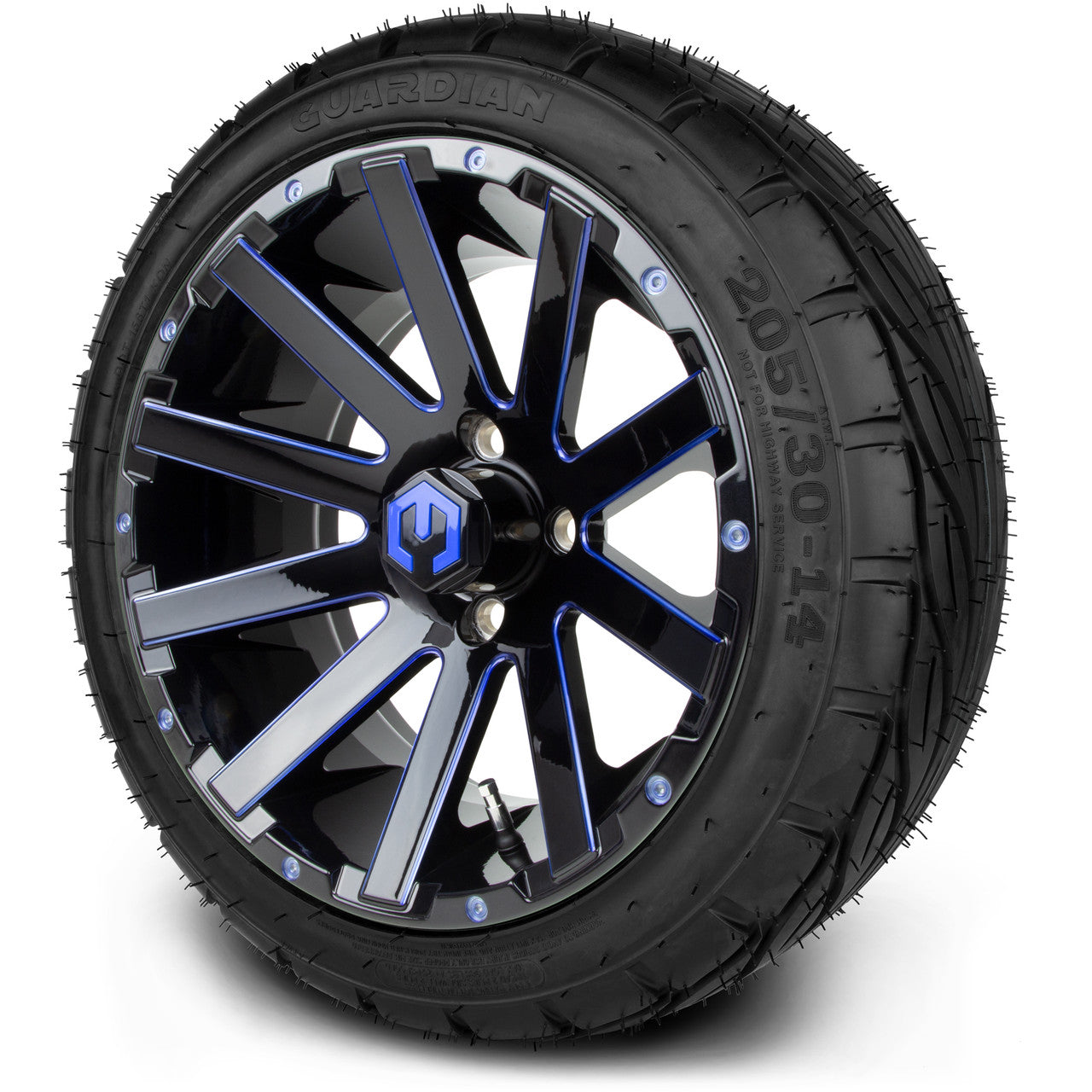 MODZ® 14" Mauler Black Ball Mill with Blue - LowPro Street Tire and Wheels Combo