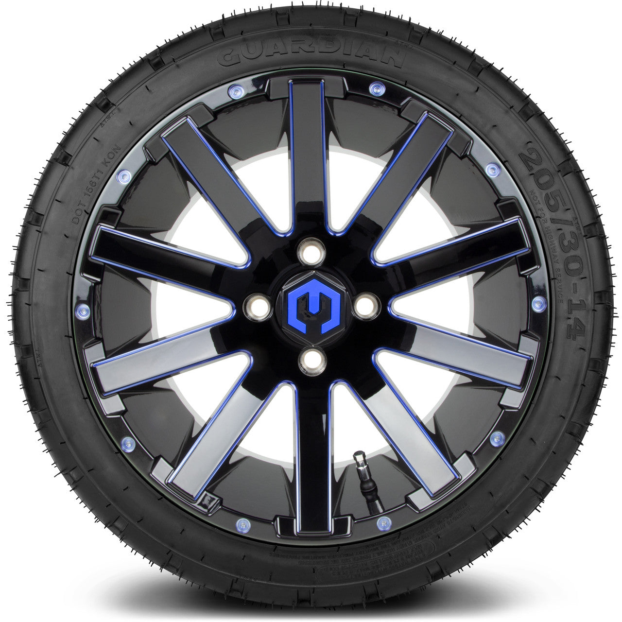 MODZ® 14" Mauler Black Ball Mill with Blue - LowPro Street Tire and Wheels Combo