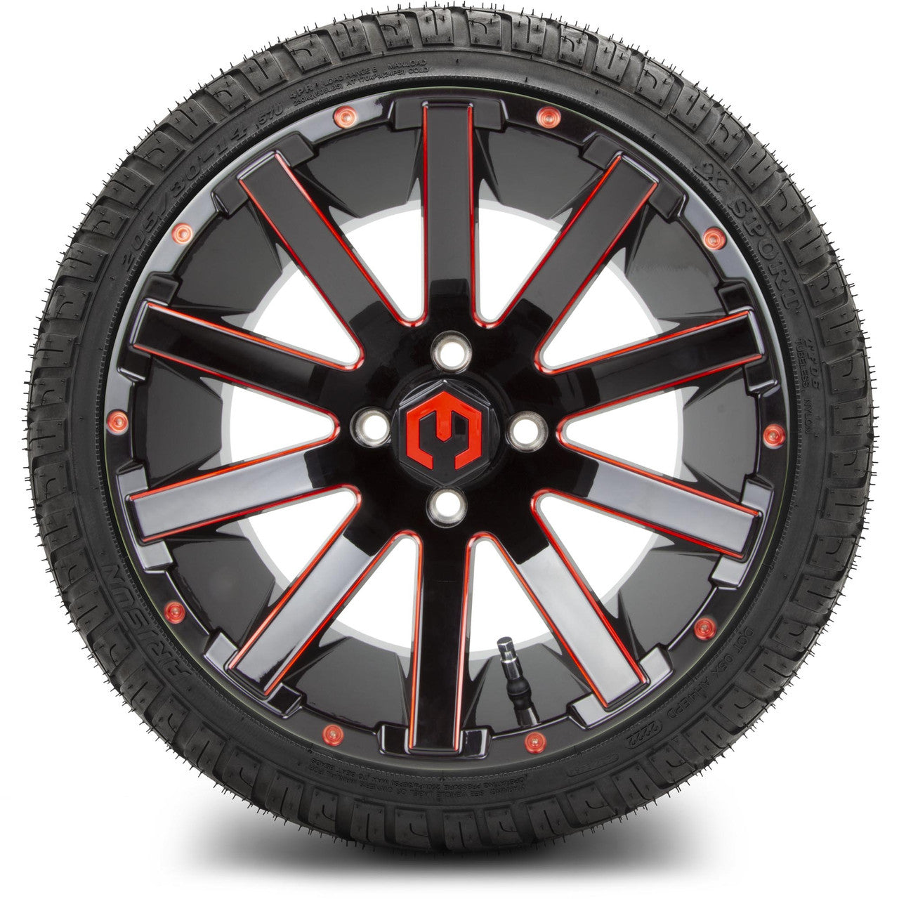 MODZ® 14" Mauler Red and Black Ball Mill - LowPro Tires and Wheels Combo