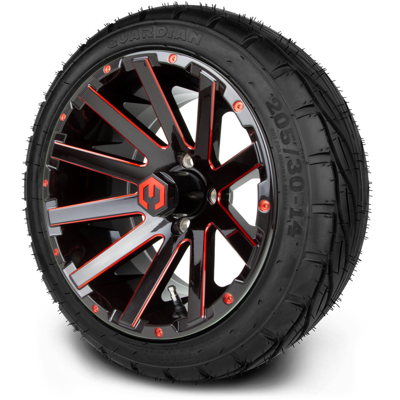 MODZ® 14" Mauler Red and Black Ball Mill - LowPro Tires and Wheels Combo
