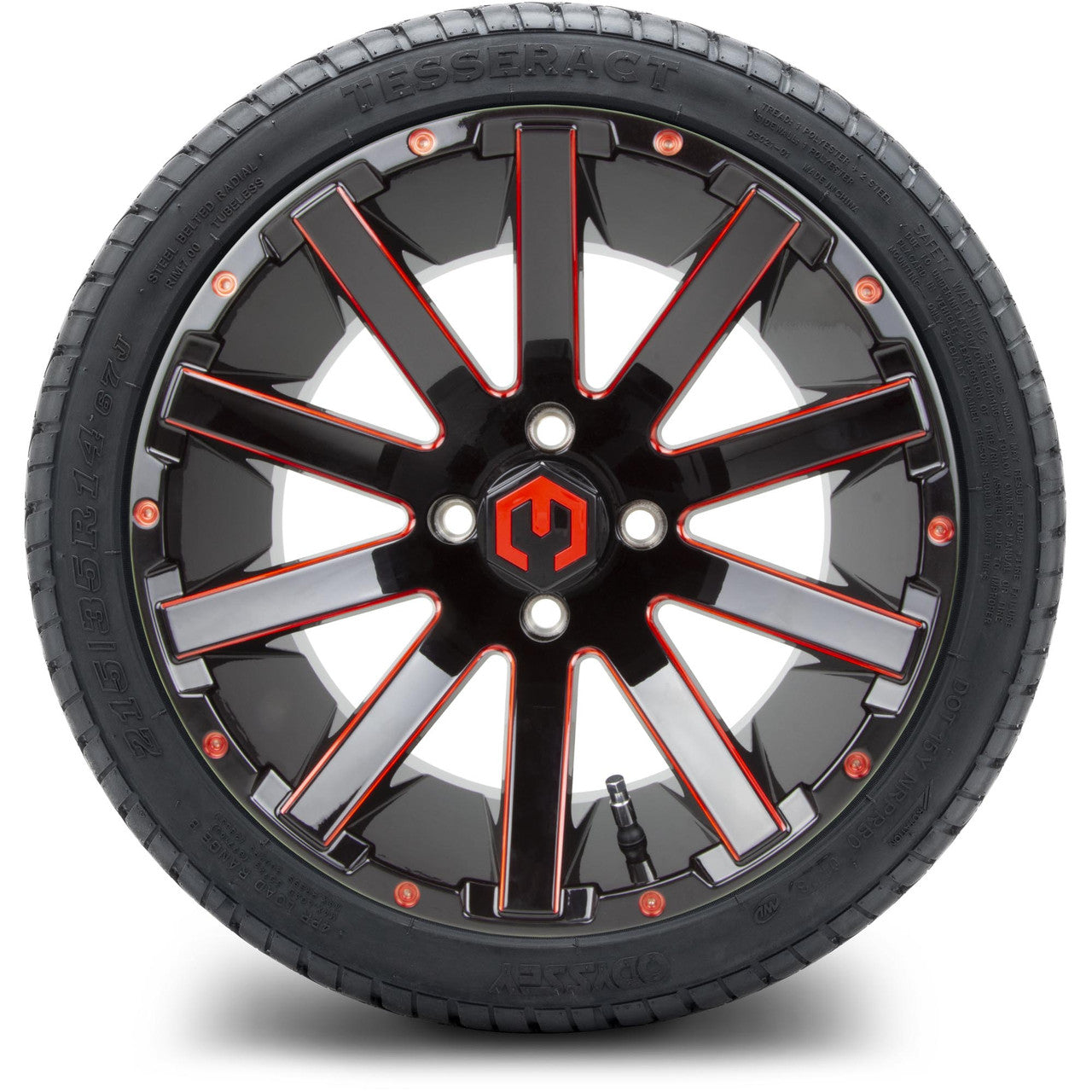 MODZ® 14" Mauler Red and Black Ball Mill - LowPro Tires and Wheels Combo