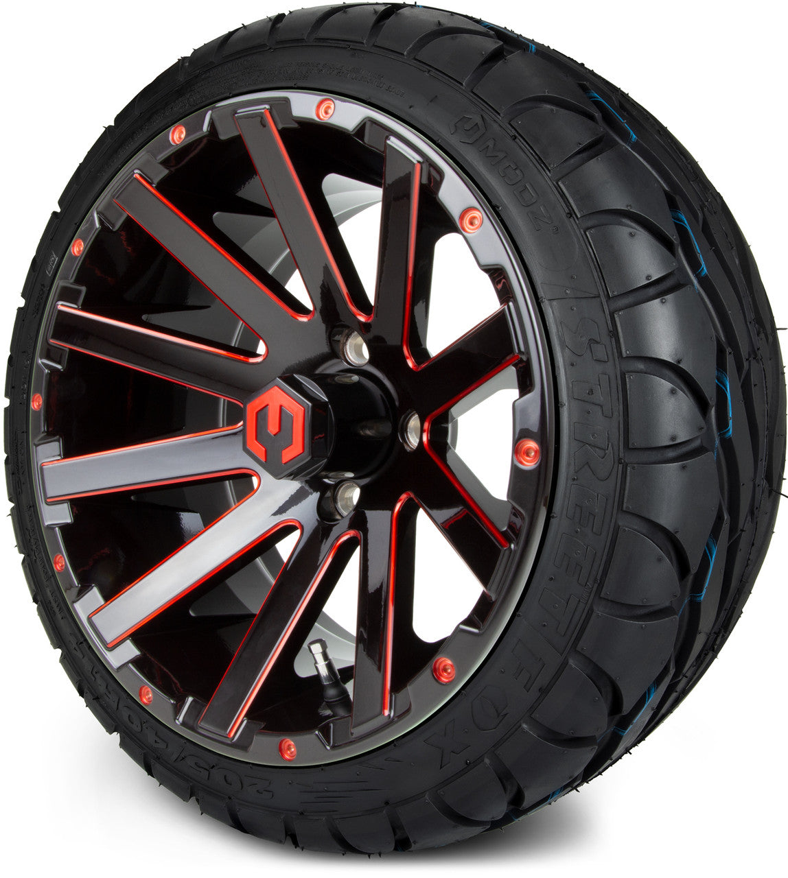MODZ® 14" Mauler Red and Black Ball Mill - LowPro Tires and Wheels Combo