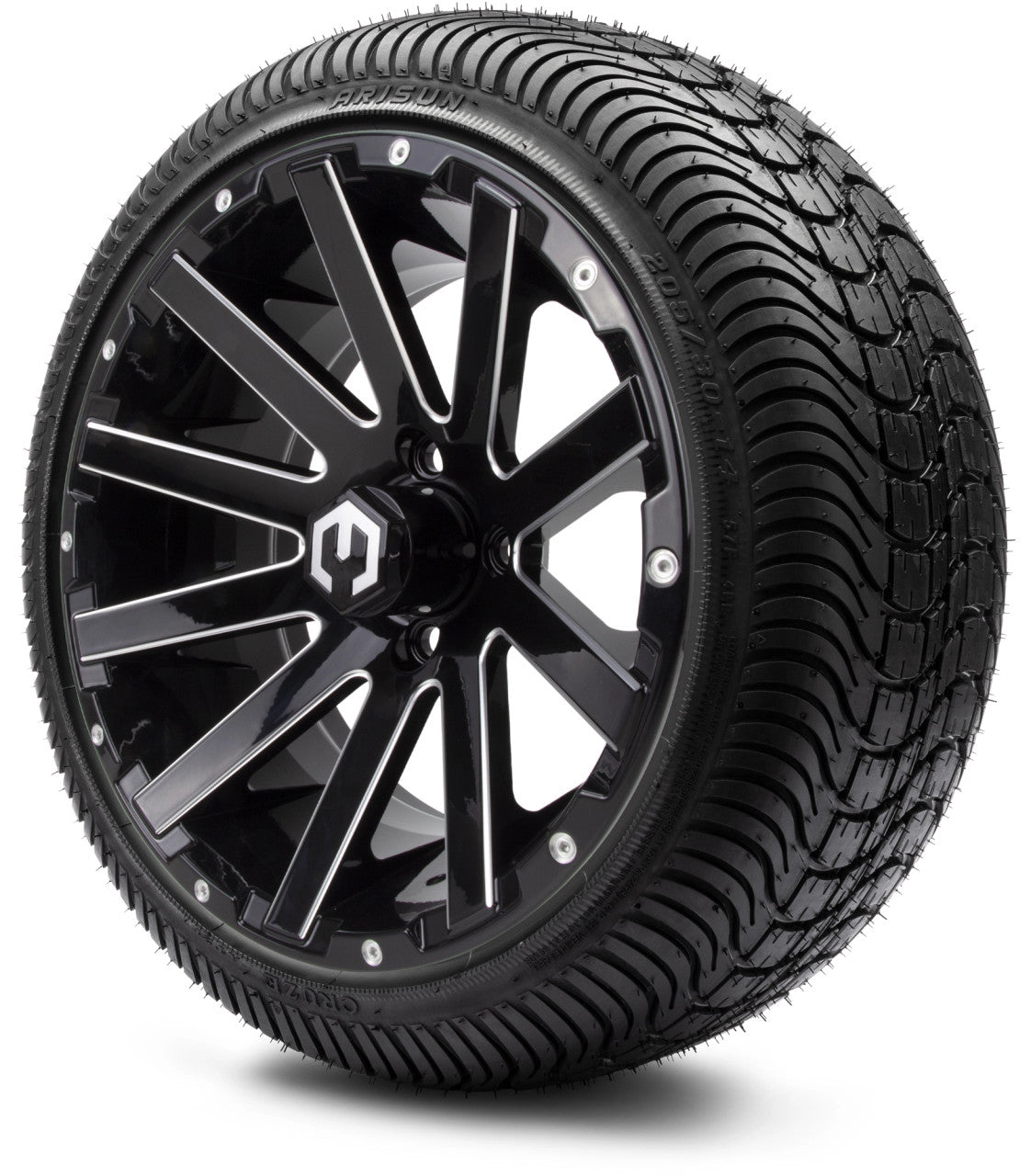 MODZ® 14" Mauler Glossy Black Ball Mill - LowPro Street Tire and Wheels Combo