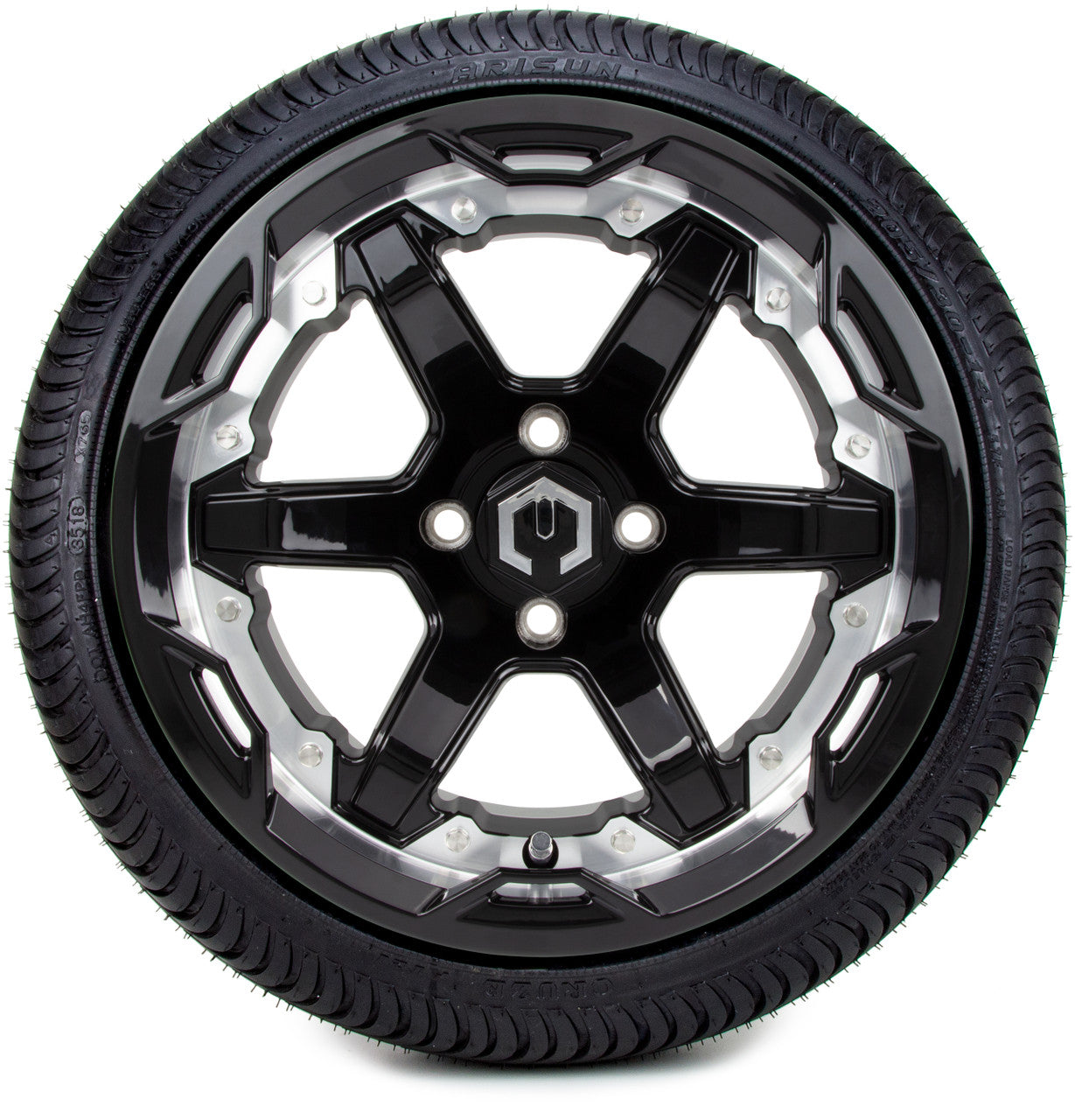 MODZ® 14" Gladiator Machined Black with Color Accents - LowPro Street Tire and Wheels Combo