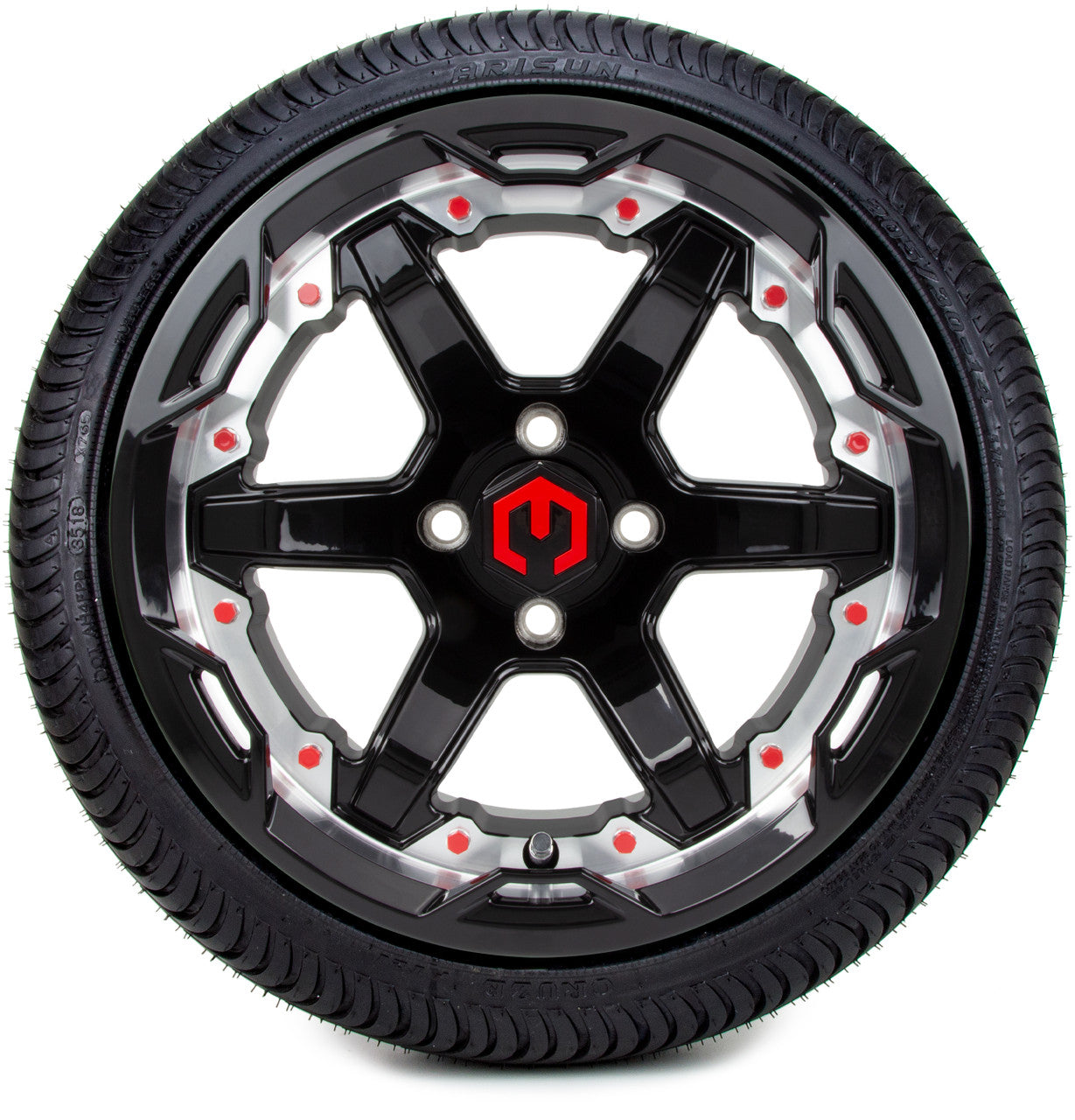 MODZ® 14" Gladiator Machined Black with Color Accents - LowPro Street Tire and Wheels Combo