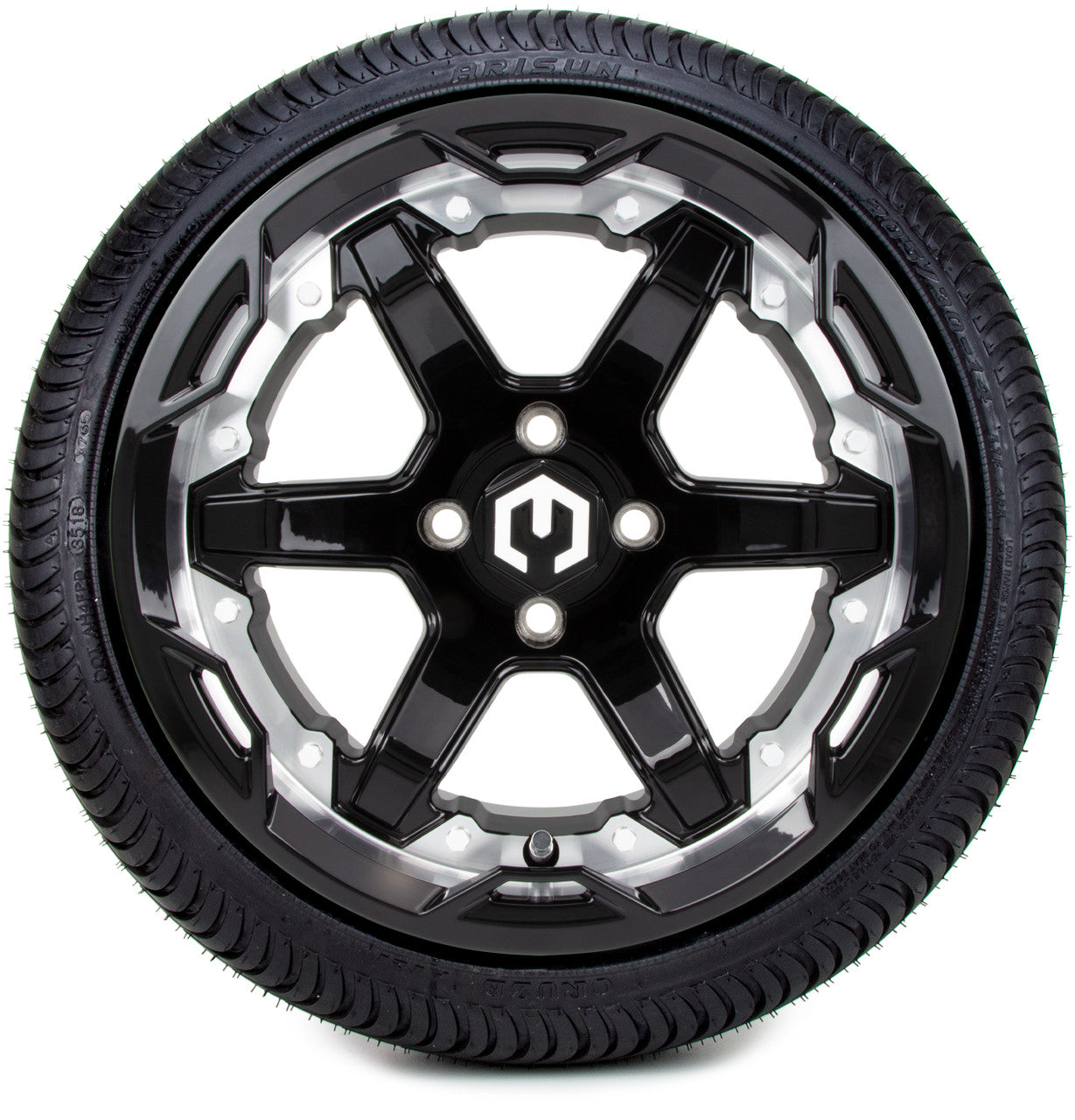MODZ® 14" Gladiator Machined Black with Color Accents - LowPro Street Tire and Wheels Combo